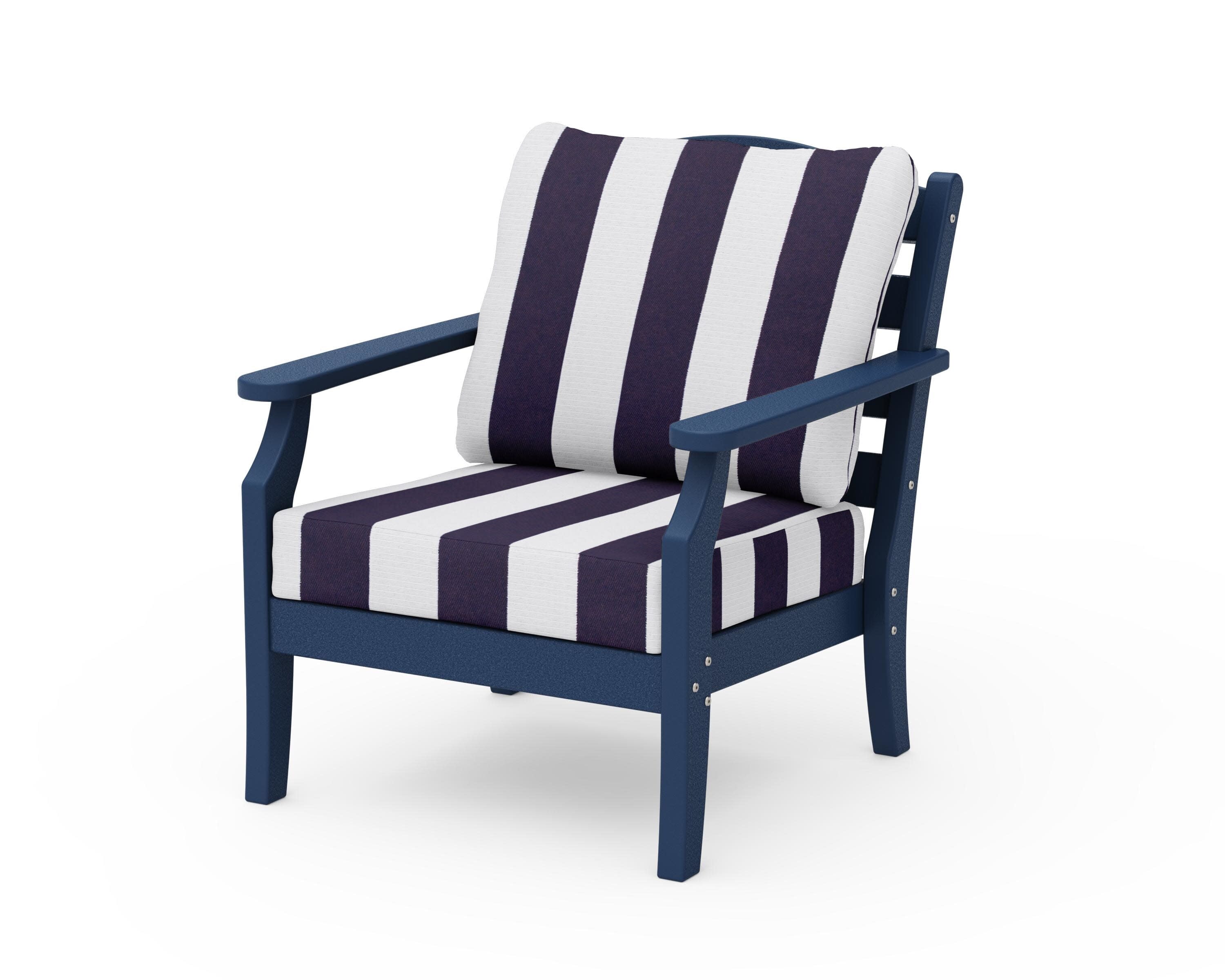 Savannah Deep Seating Chair in Navy / Cabana Stripe Navy