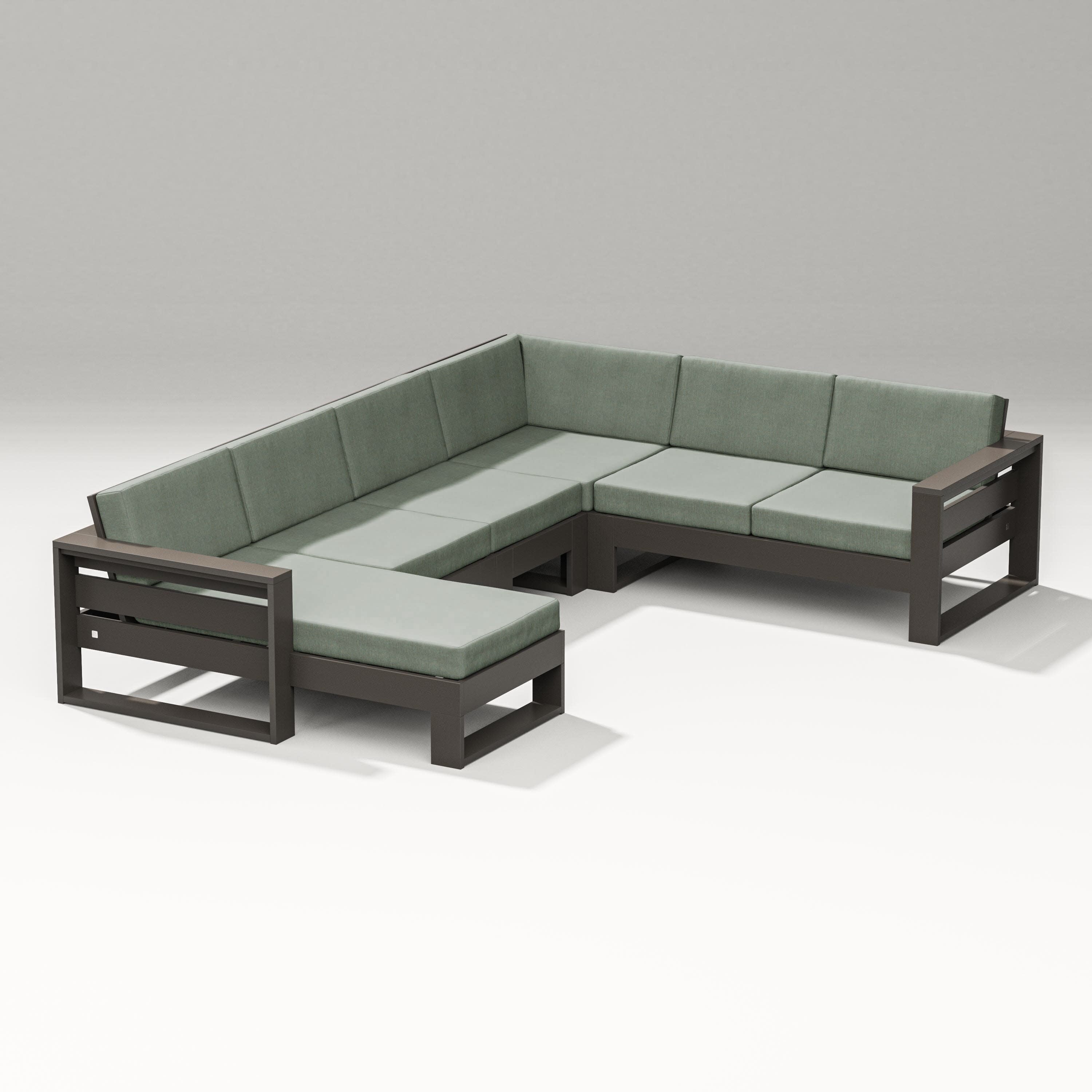 Latitude Corner Sectional with Left Chaise in Vintage Coffee / Cast Sage