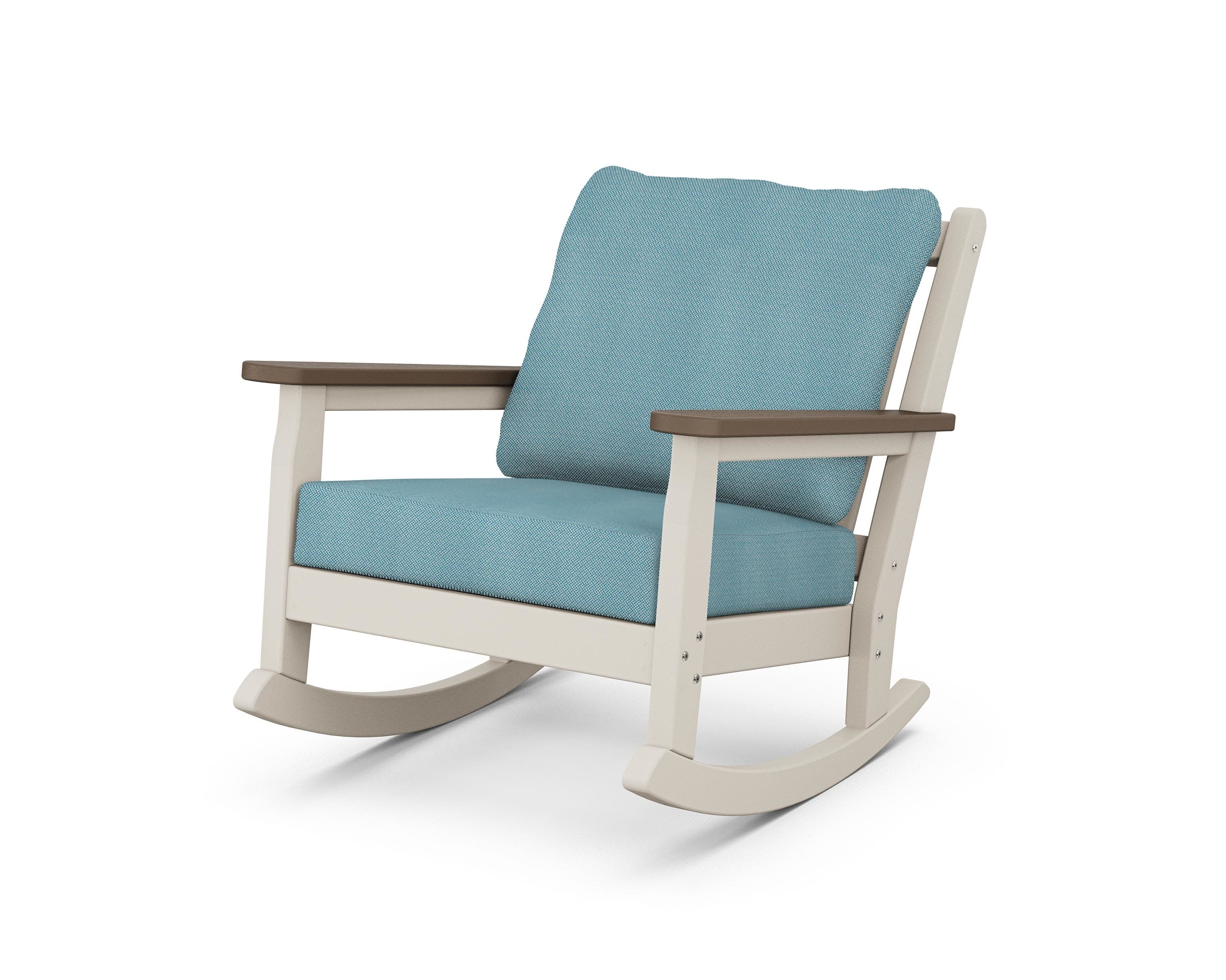 Chippendale Deep Seating Rocking Chair in Sand / Kona / Lattice Sky Blue