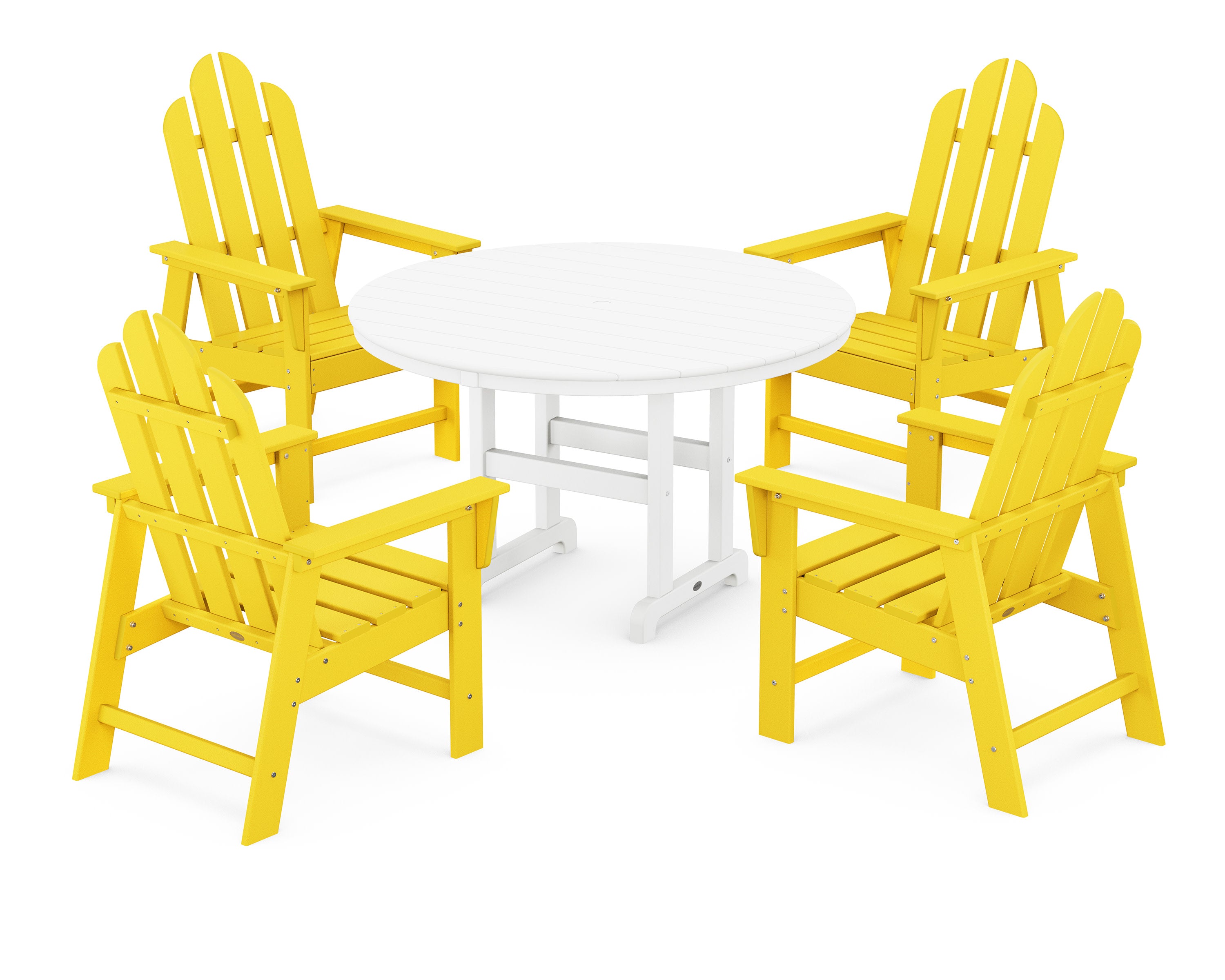 Long Island 5-Piece Round Farmhouse Dining Set in Lemon / White