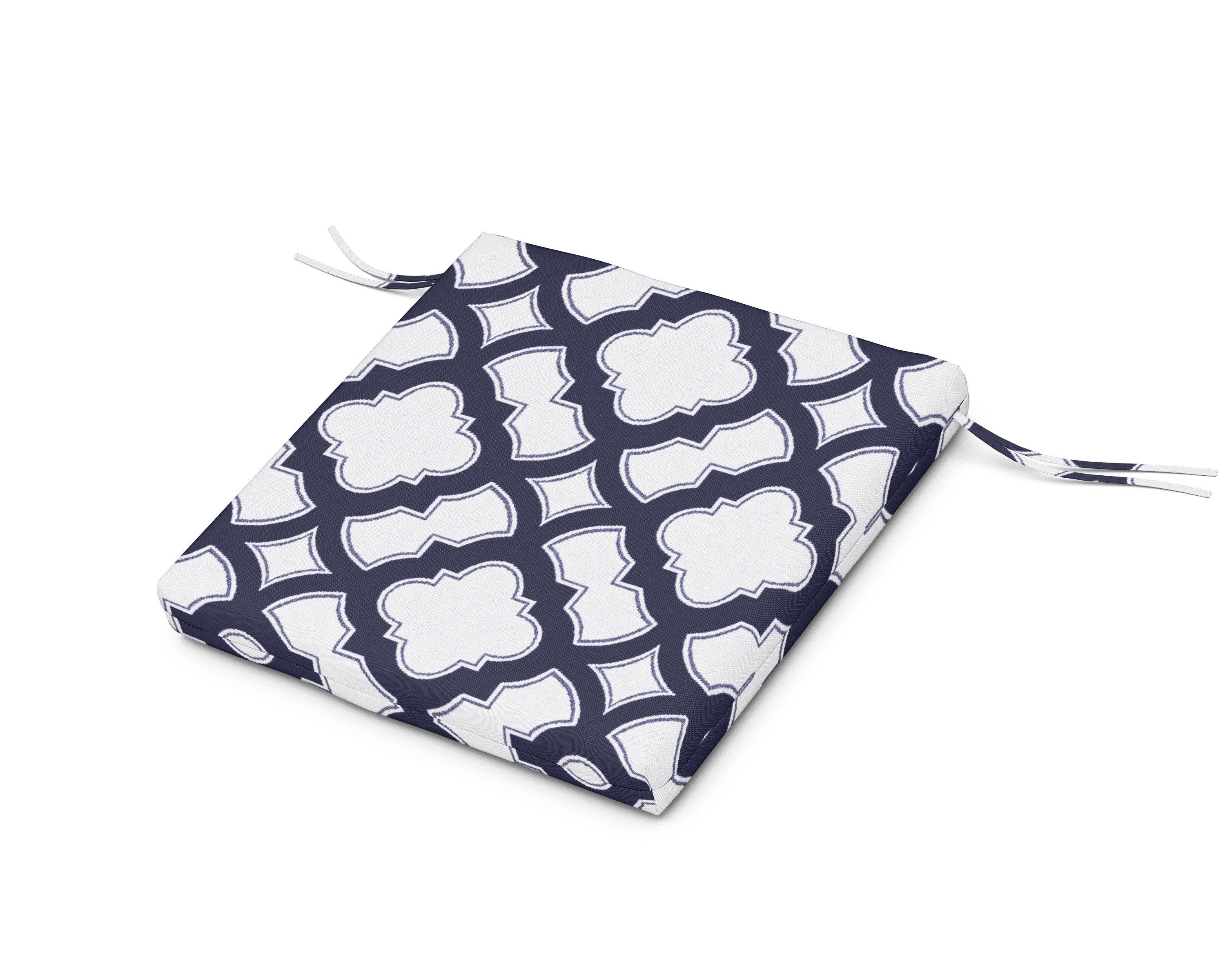Seat Cushion 21.5"D x 21"W x 2.5"H in Trellis Navy