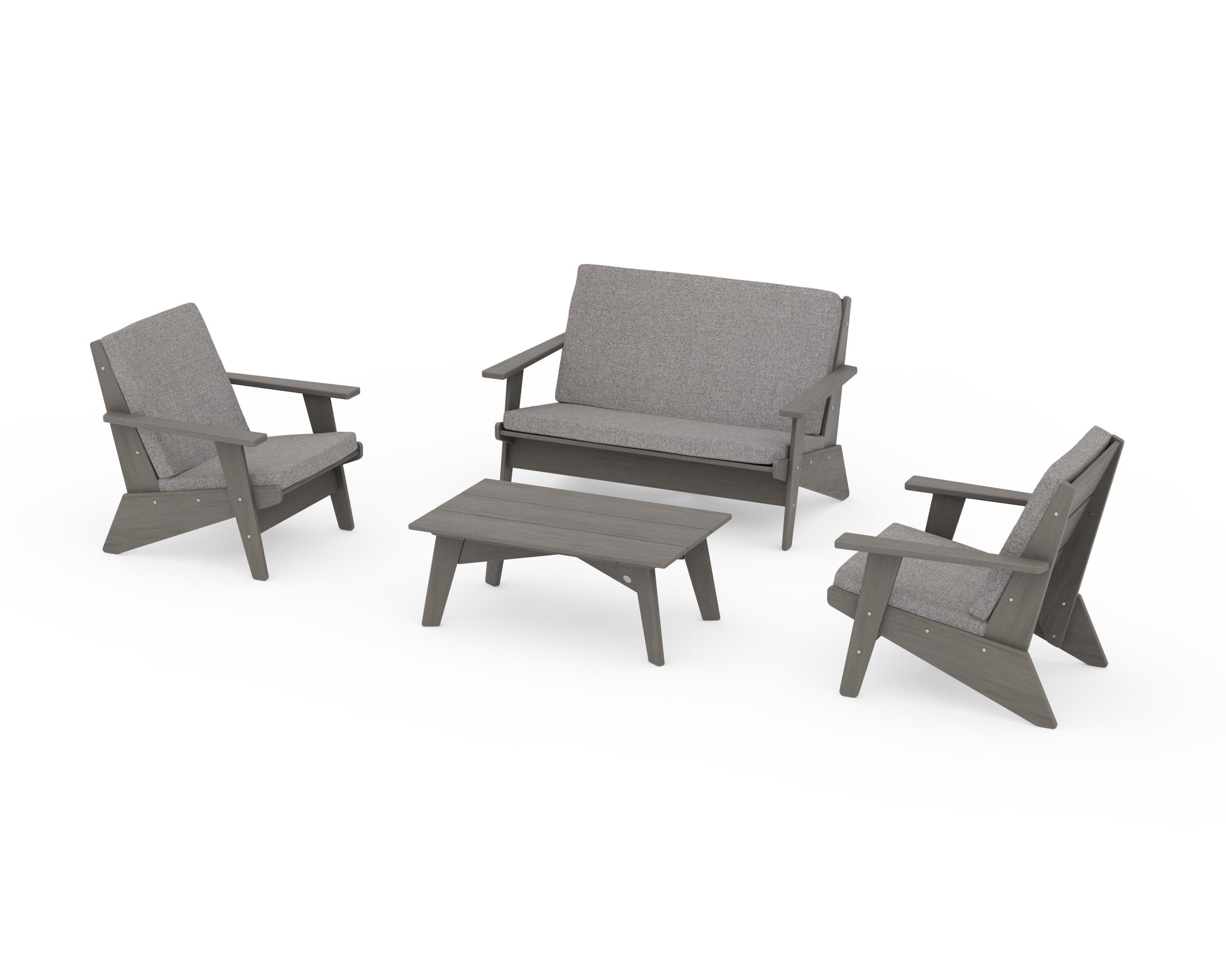 Riviera Modern Lounge 4-Piece Set in Driftwood / Grey Mist