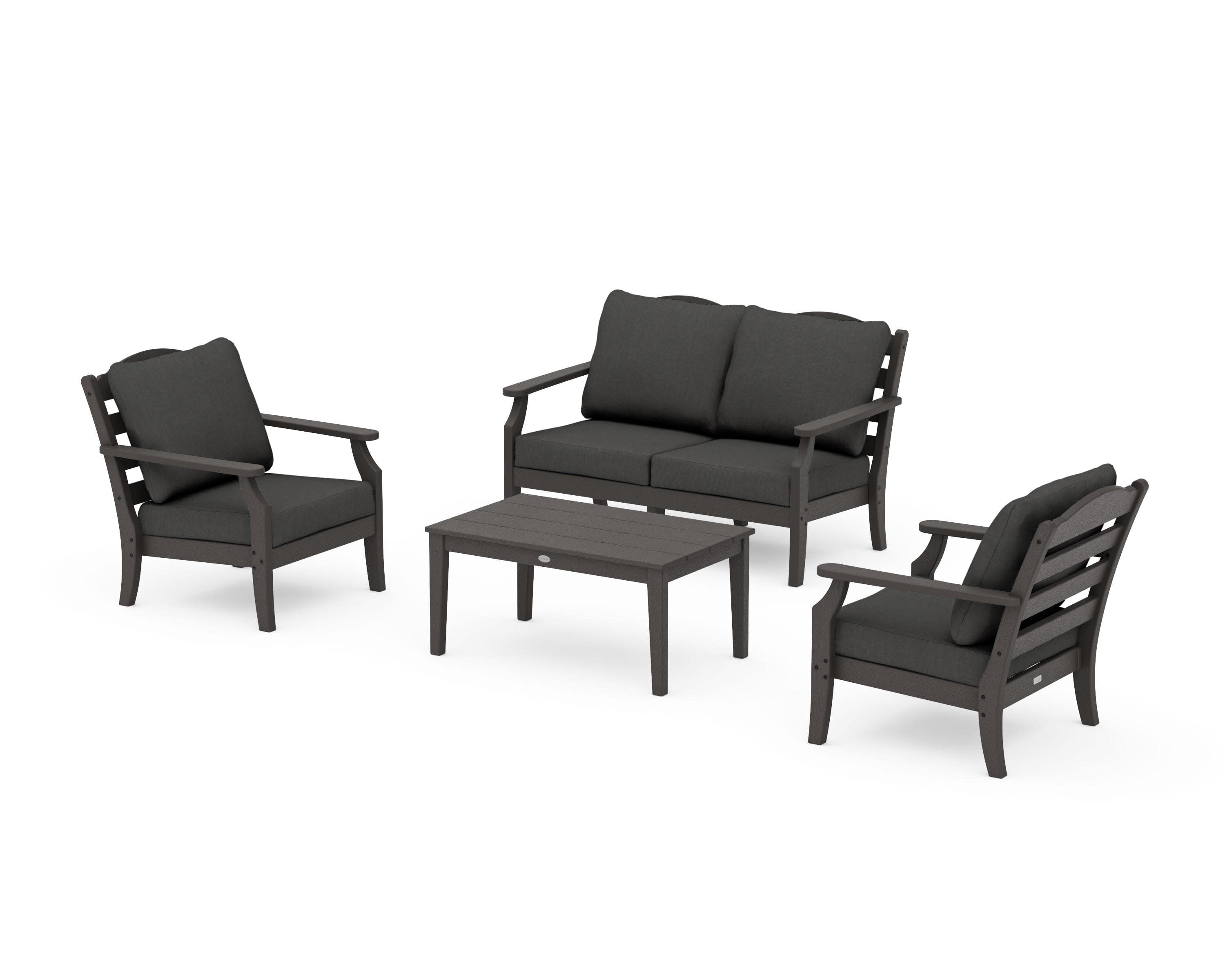 Savannah 4-Piece Deep Seating Set with Loveseat in Vintage Coffee / Spectrum Carbon