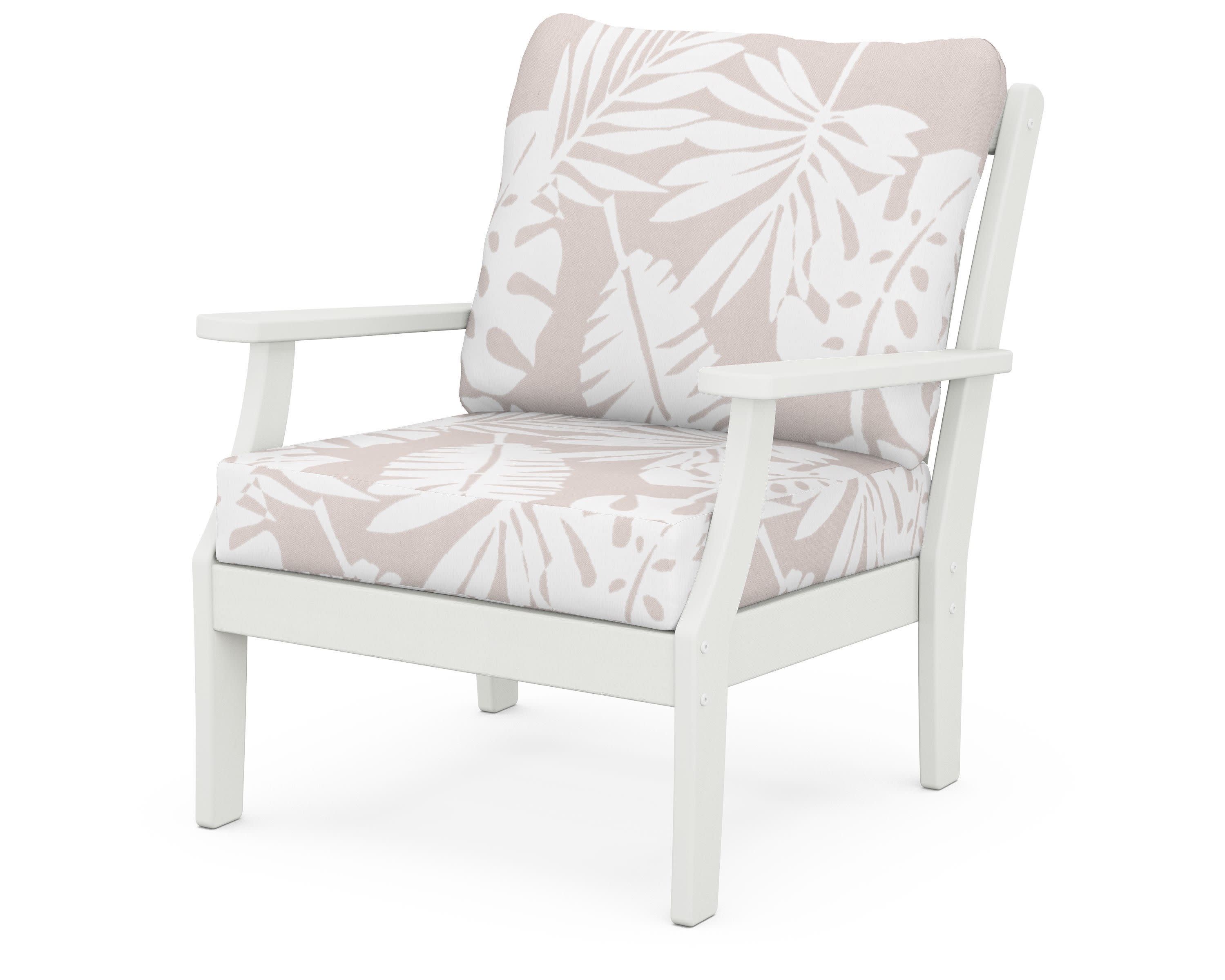 Braxton Deep Seating Chair in Vintage White / Leaf Dune Burlap