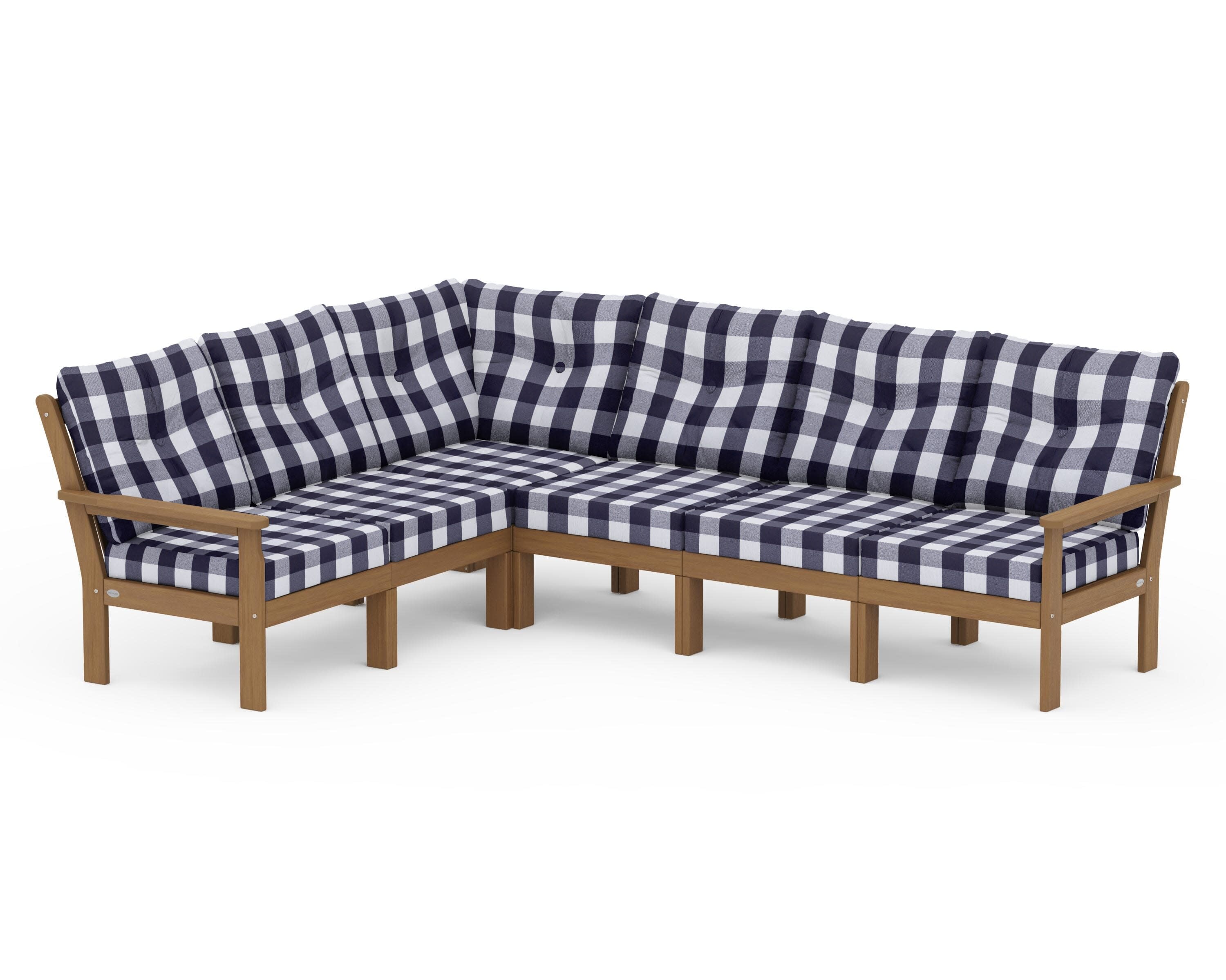 Vineyard 6-Piece Sectional in Natural / Buffalo Plaid Navy