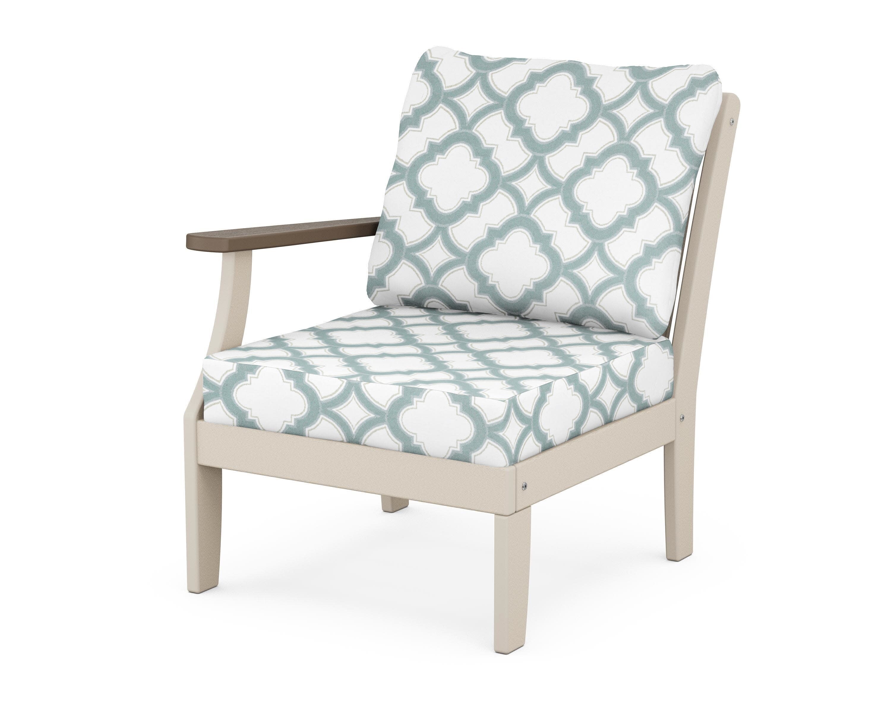 Braxton Modular Left Arm Chair in Sand / Kona / Trellis Glacier Spa