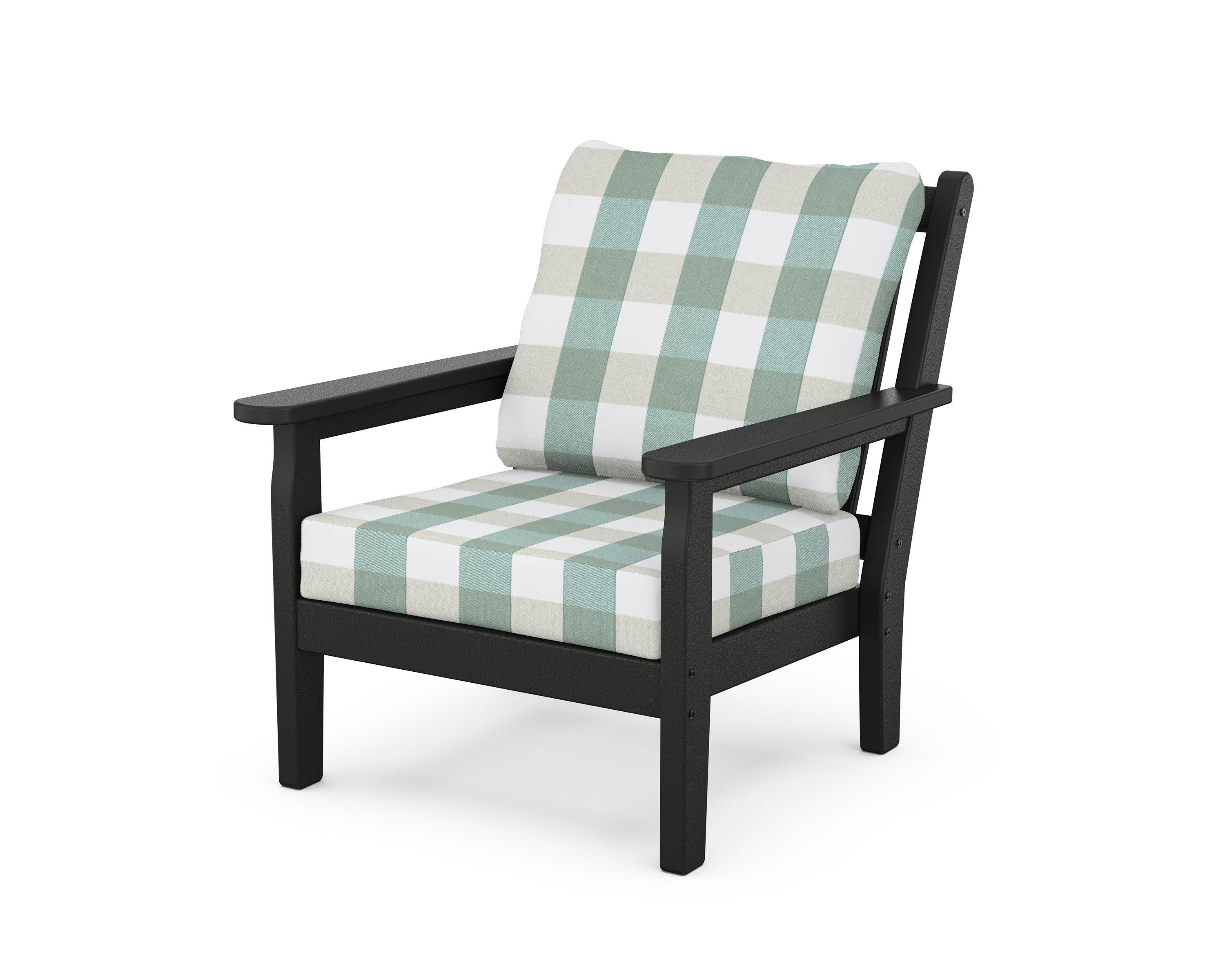 Chippendale Deep Seating Chair in Black / Buffalo Plaid Glacier Spa