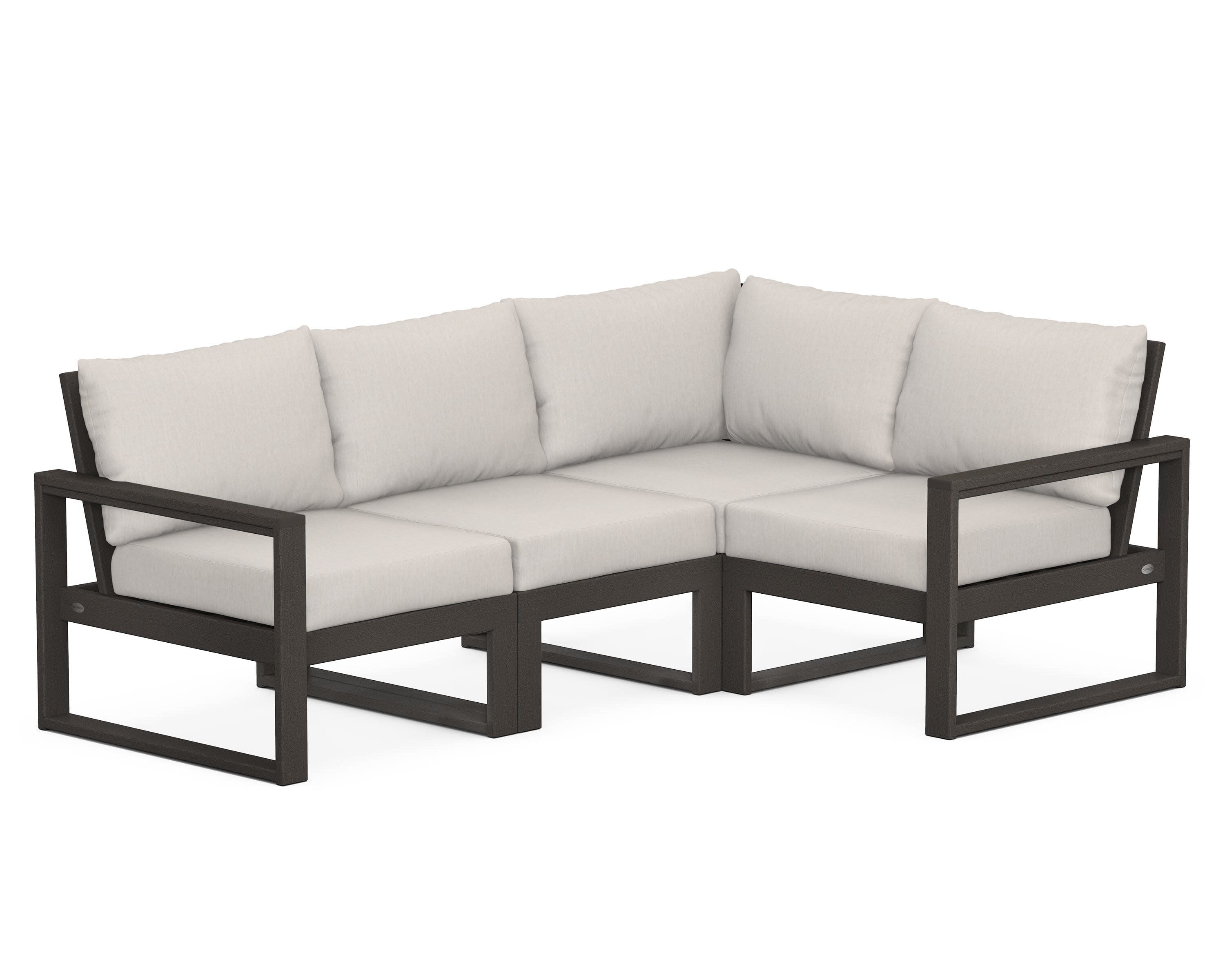 EDGE 4-Piece Modular Deep Seating Set in Vintage Coffee / Cast Ash