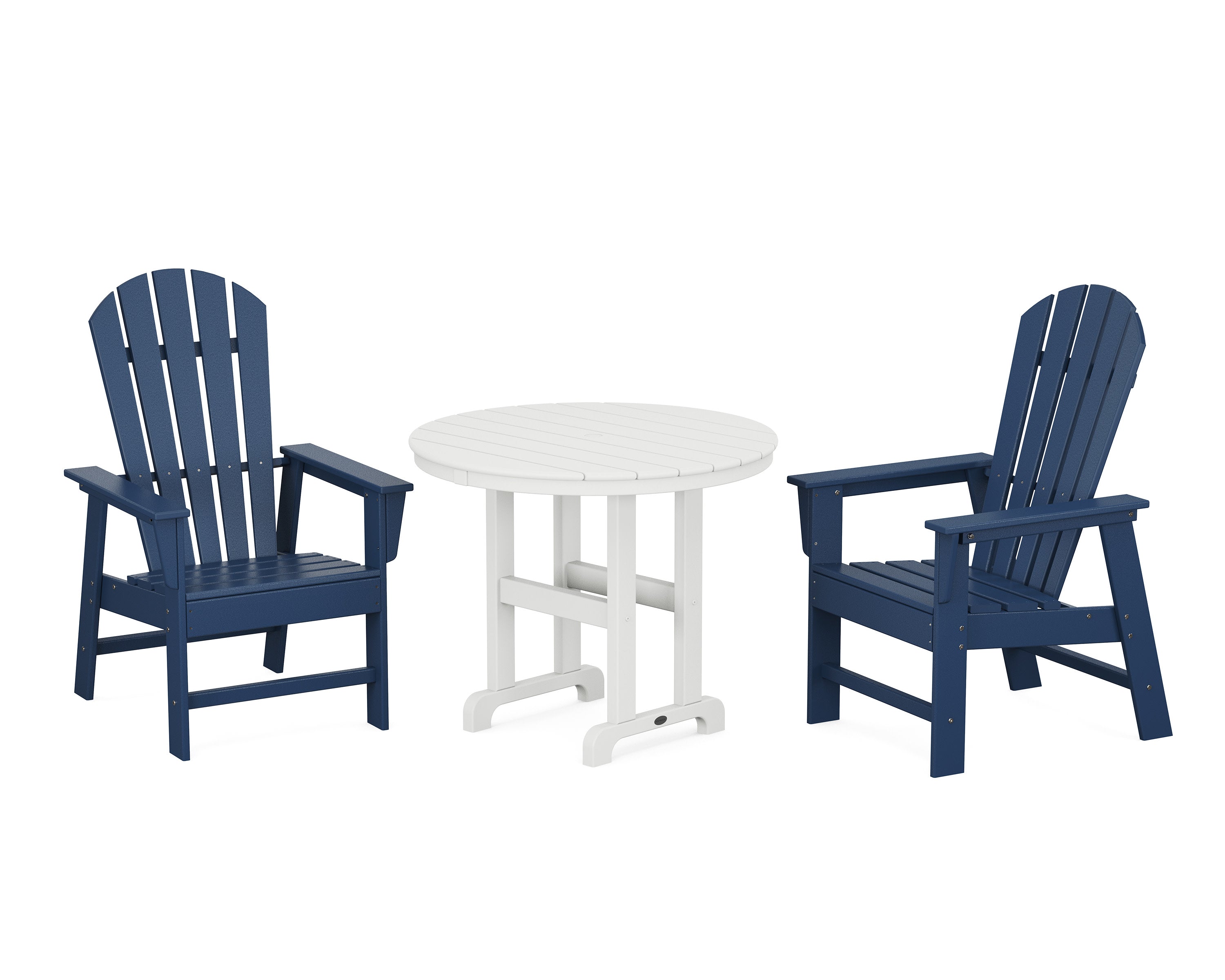 South Beach 3-Piece Round Farmhouse Dining Set in Navy / White
