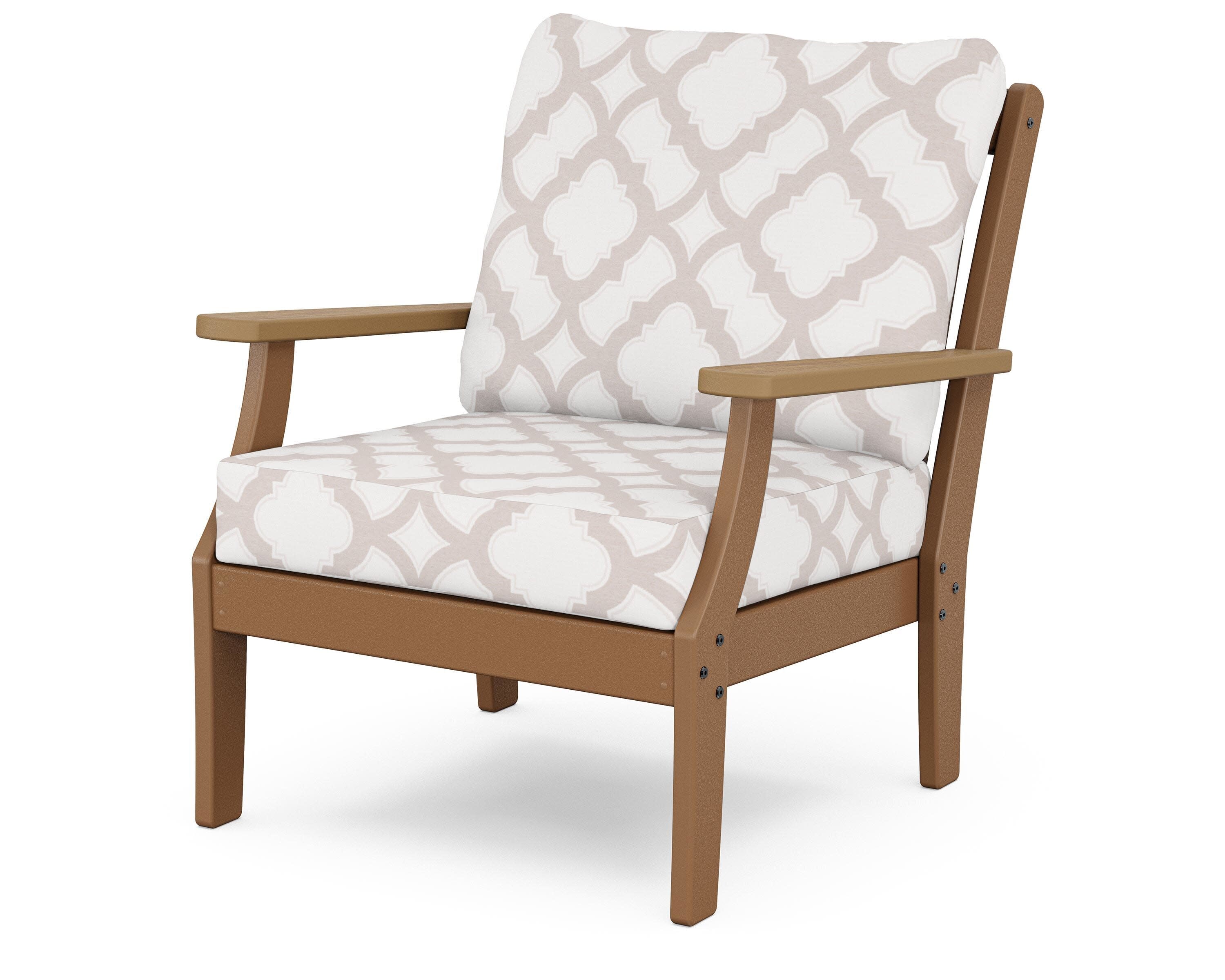 Braxton Deep Seating Chair in Teak / Natural / Trellis Dune Burlap