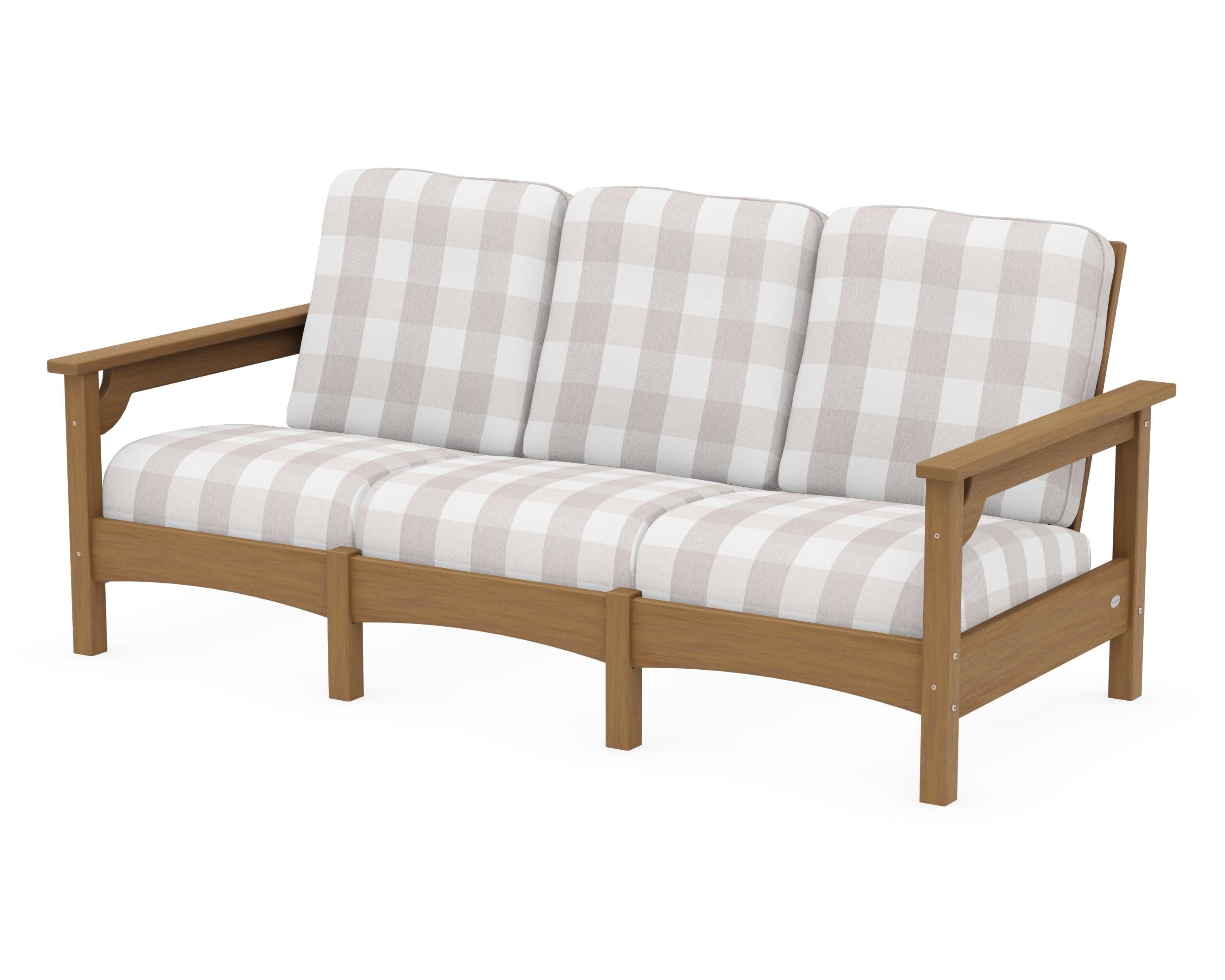 Club Sofa in Natural / Buffalo Plaid Dune Burlap