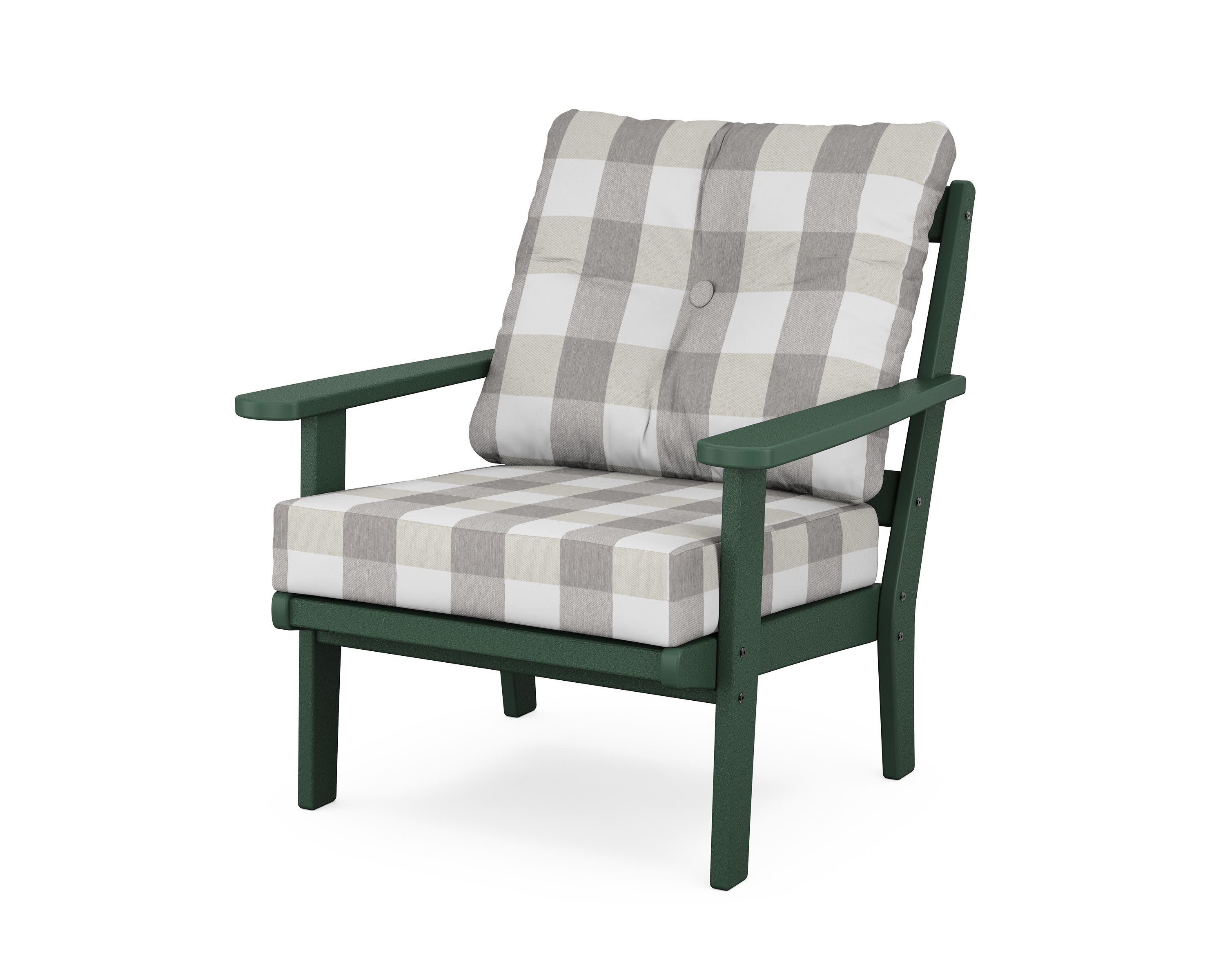 Mission Deep Seating Chair in Green / Buffalo Plaid Grey Mist
