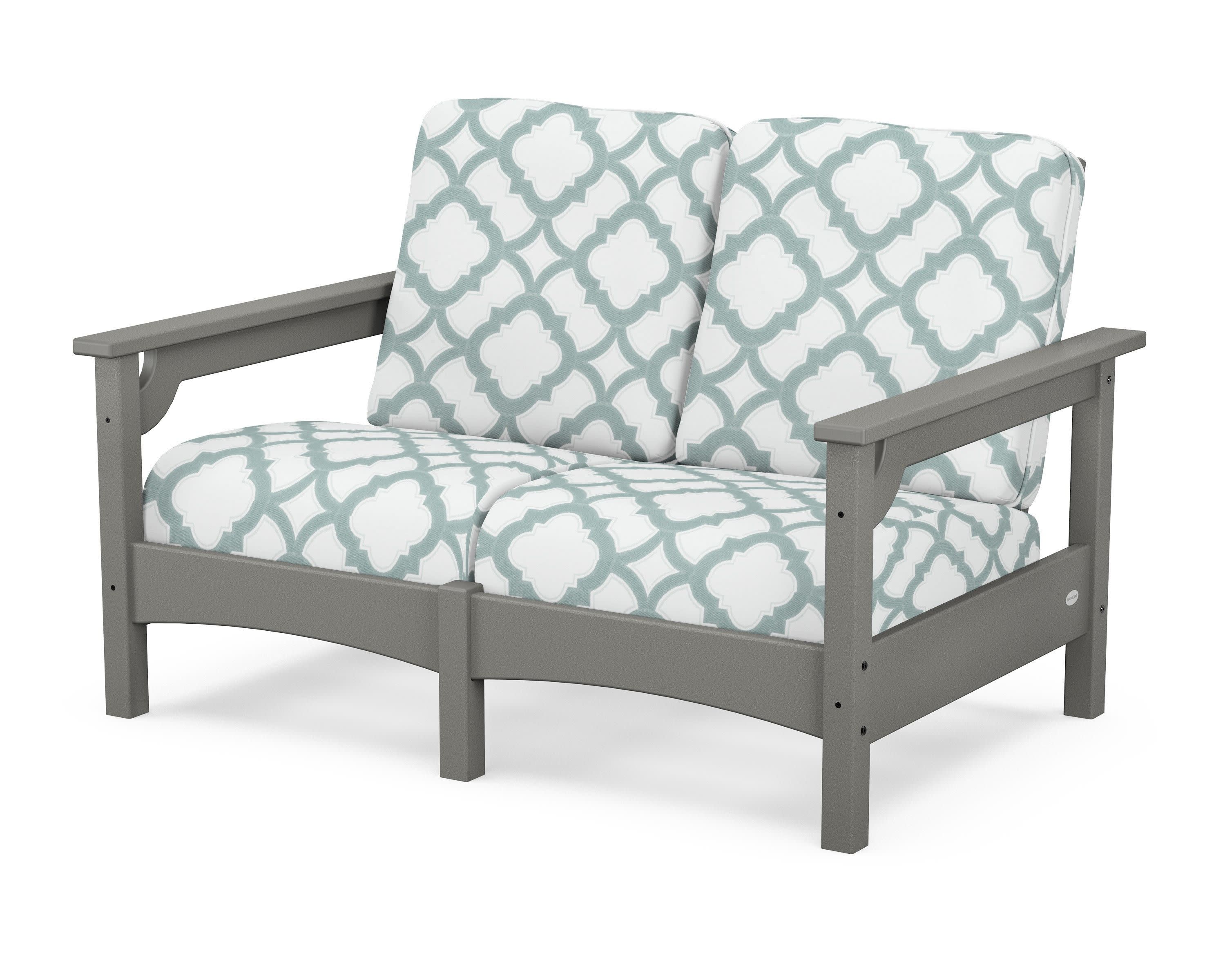 Club Loveseat in Slate Grey / Trellis Glacier Spa
