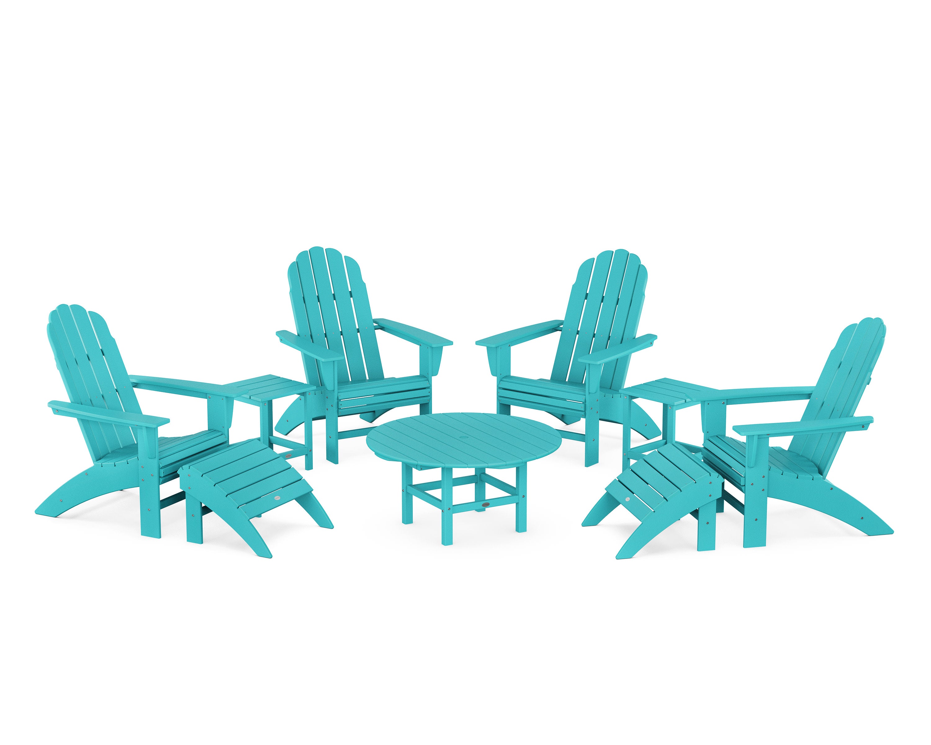 Vineyard Curveback Adirondack Chair 9-Piece Conversation Set in Aruba