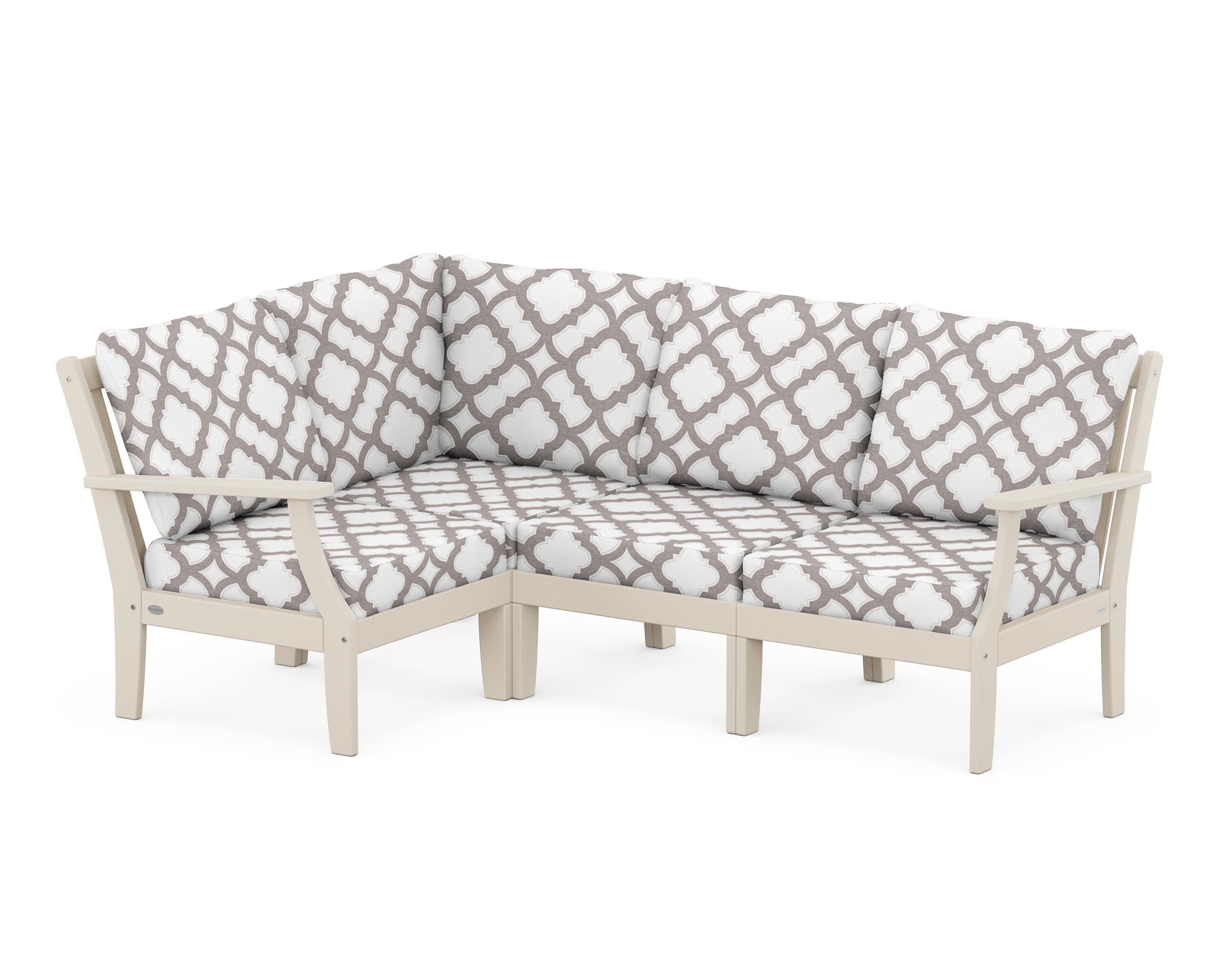Braxton Modular 4-Piece Deep Seating Set in Sand / Trellis Grey Mist