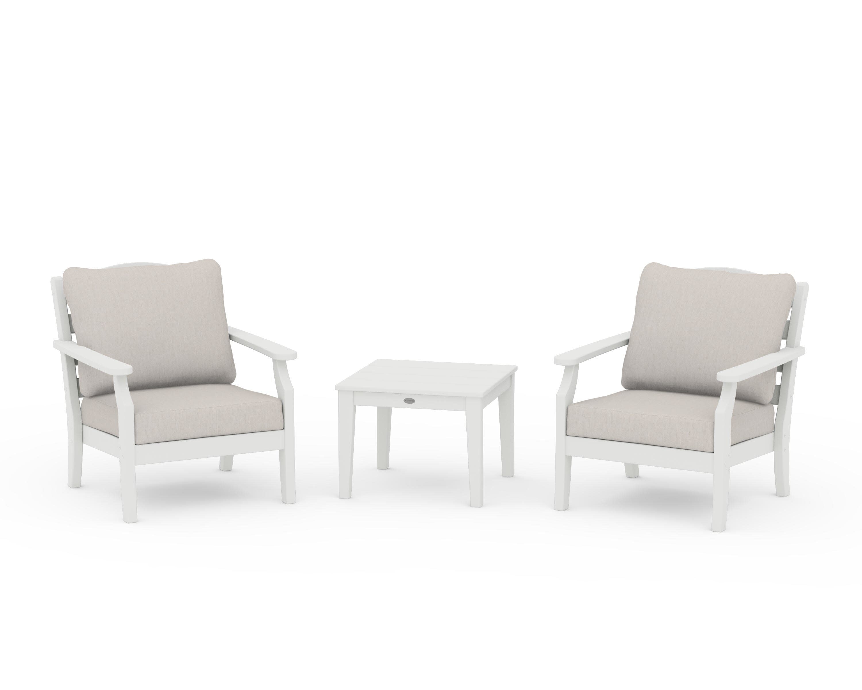 Savannah 3-Piece Deep Seating Set in Vintage White / Cast Ash
