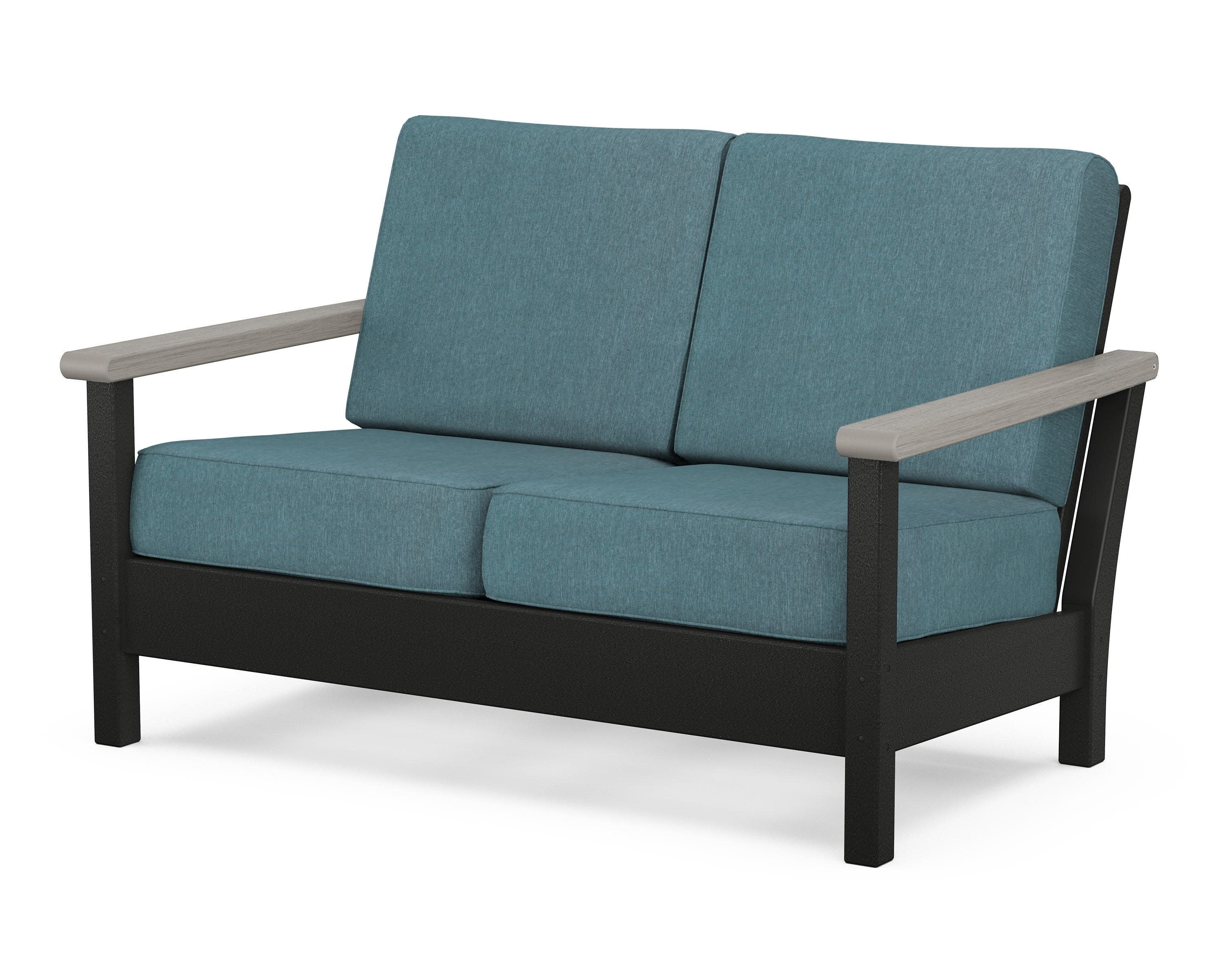 Harbour Deep Seating Loveseat in Black / Driftwood / Ocean Teal