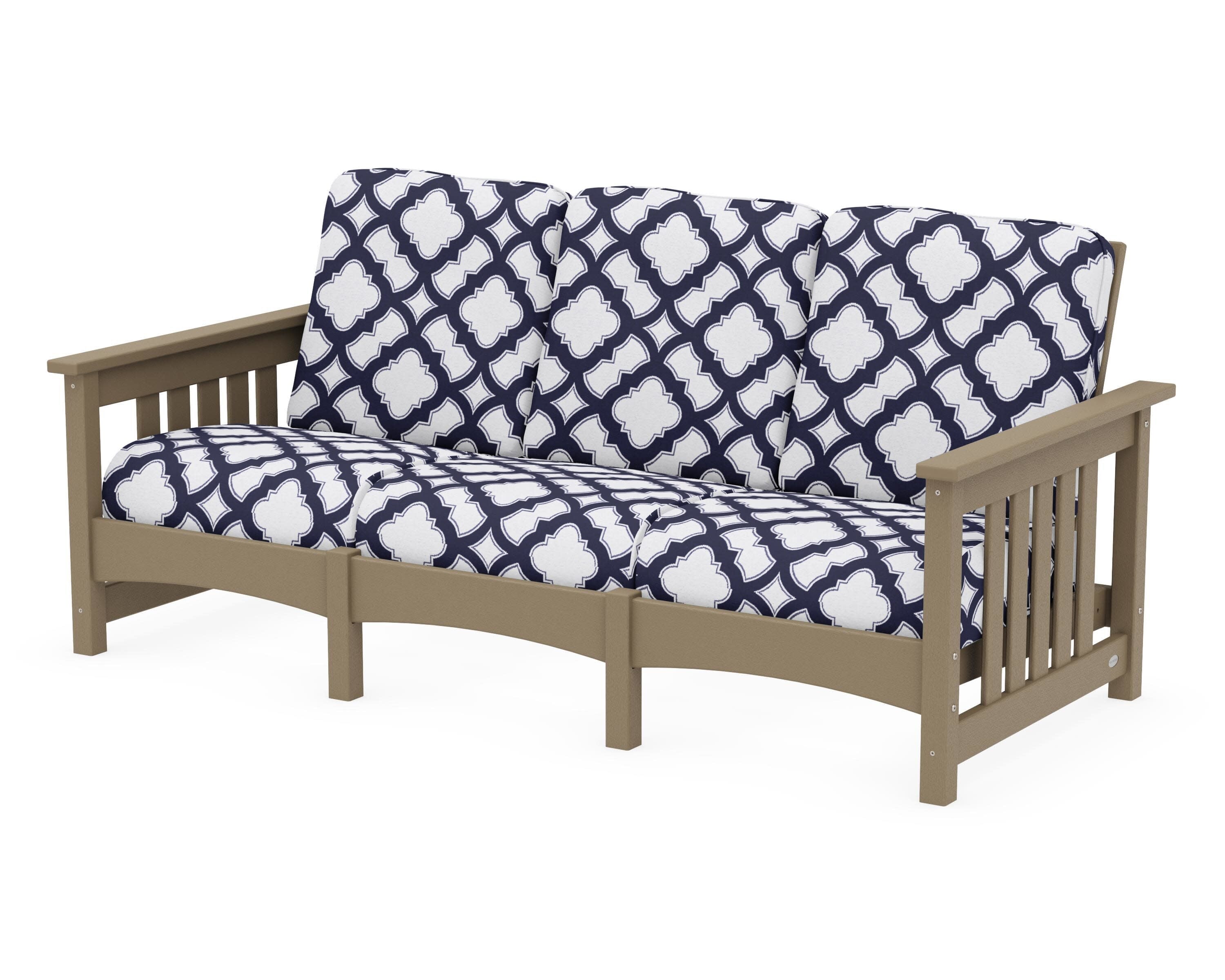 Club Mission Sofa in Vintage Sahara / Trellis Navy