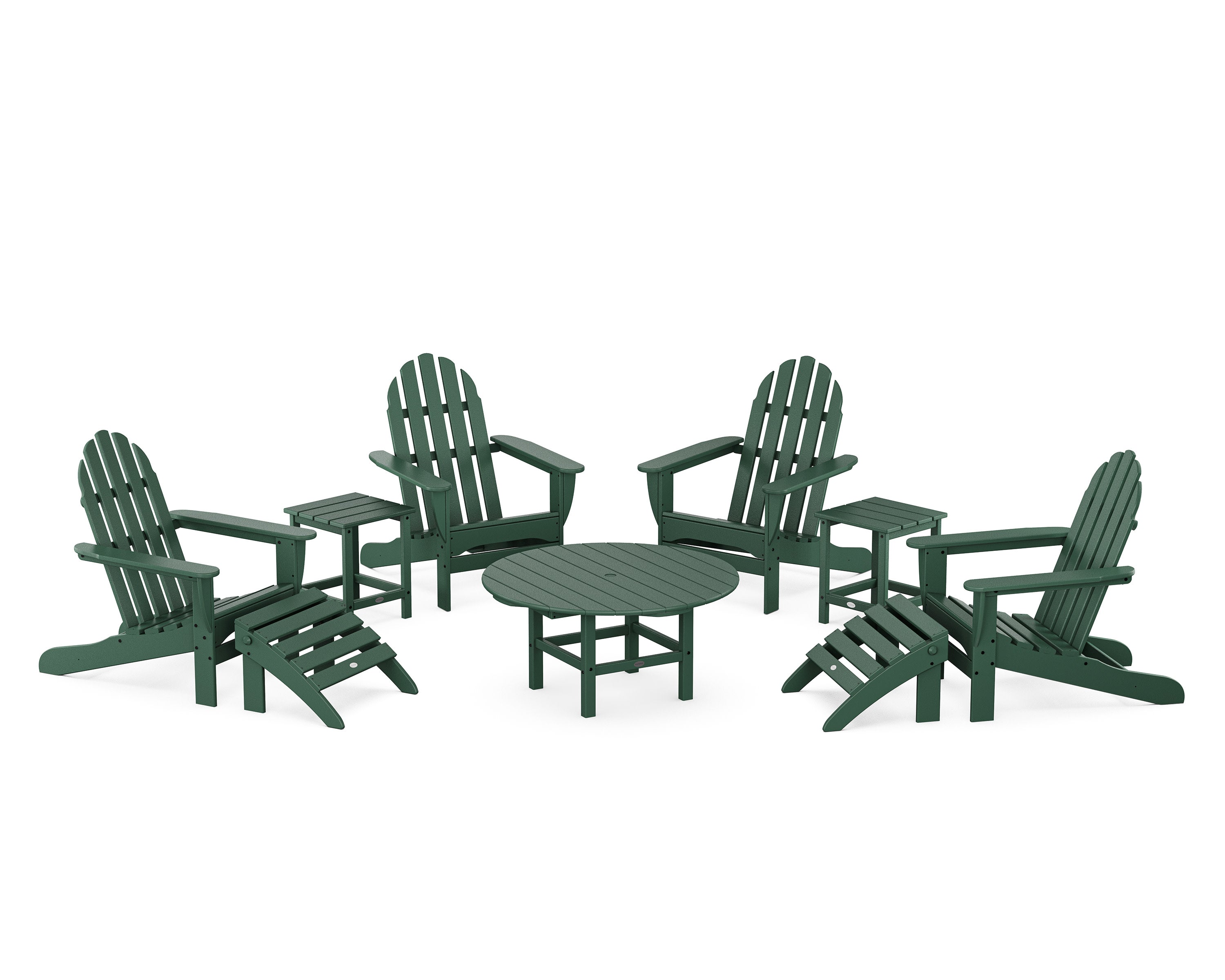 Classic Adirondack Chair 9-Piece Conversation Set in Green