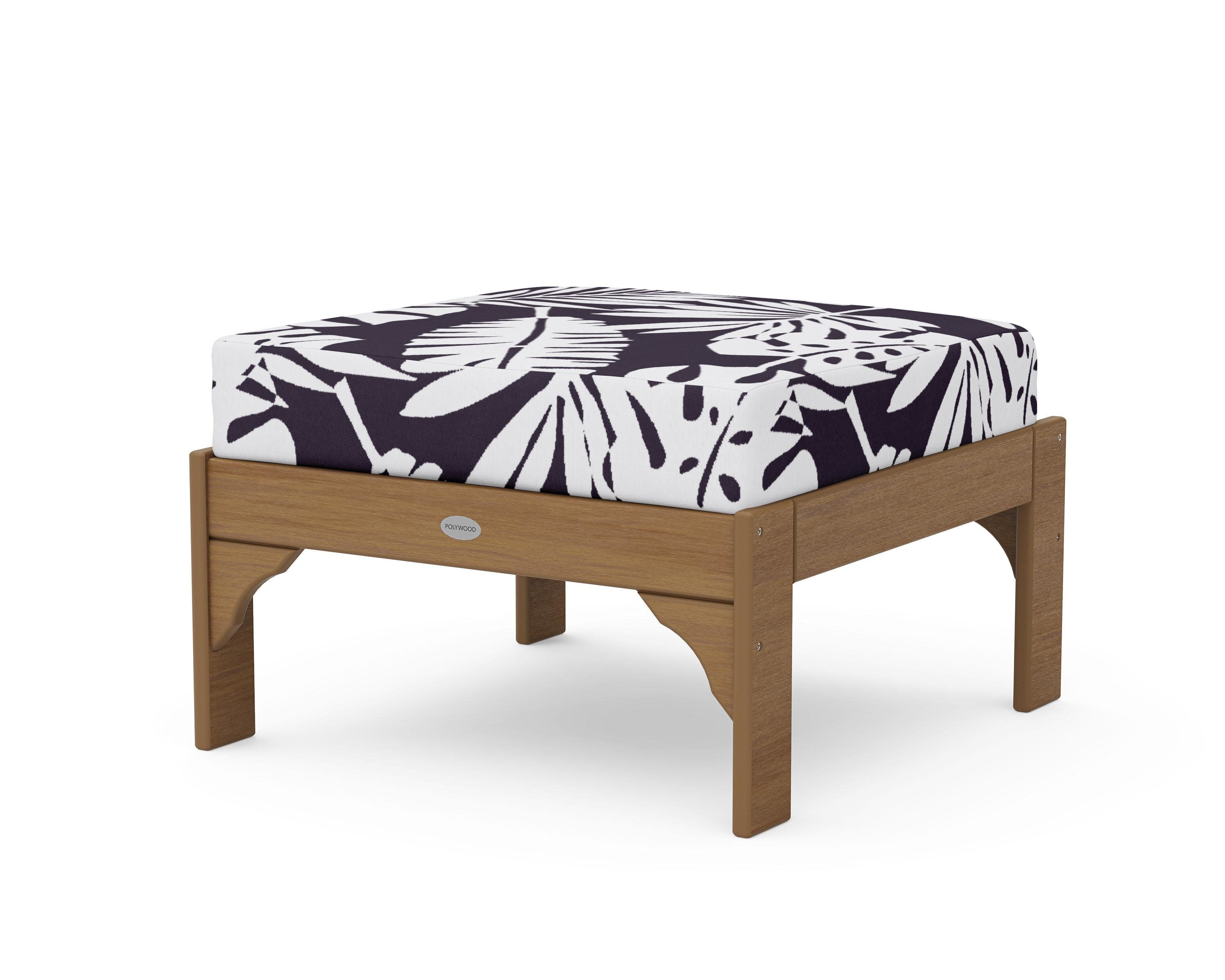 Vineyard Deep Seating Ottoman in Natural / Leaf Navy