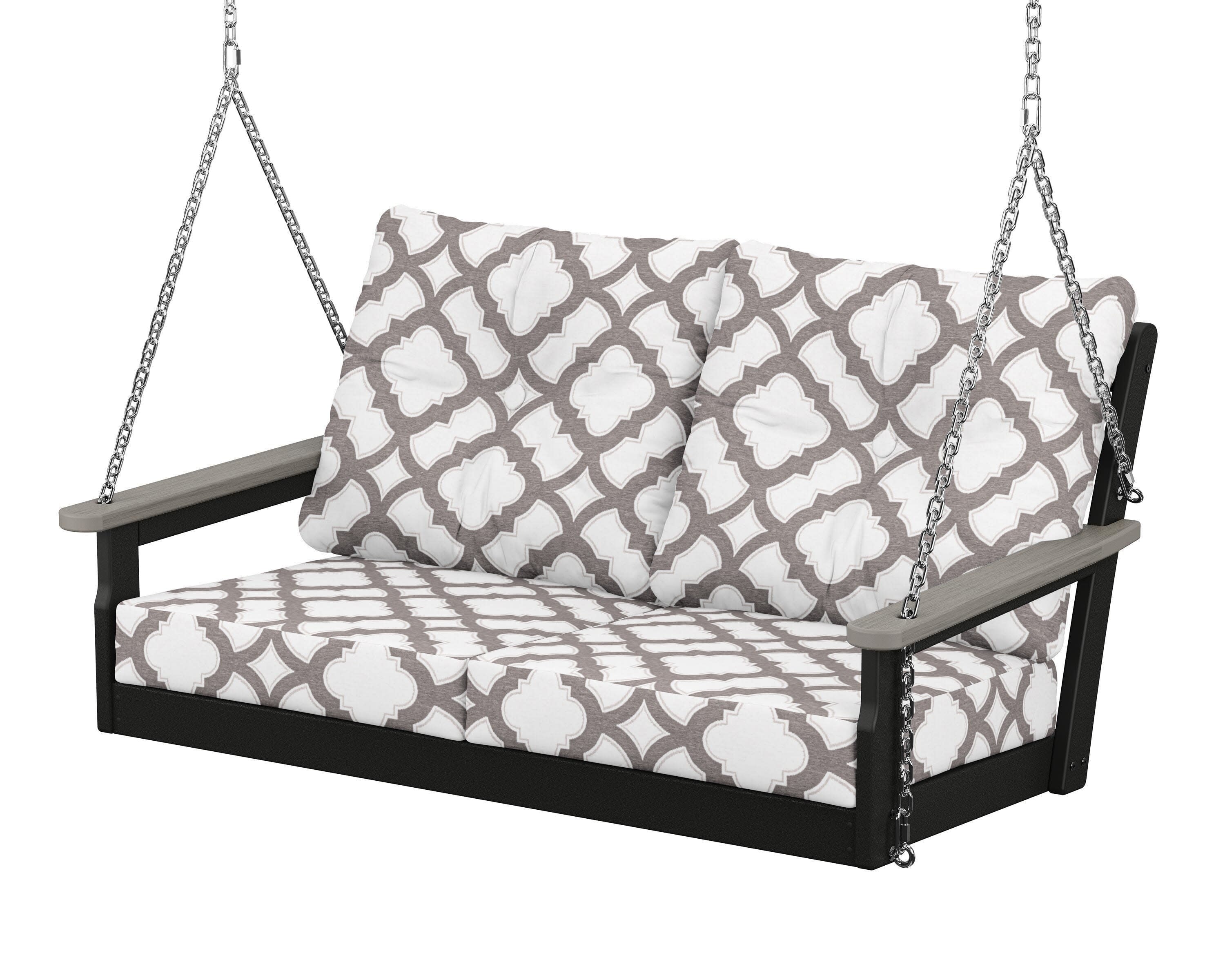 Vineyard Deep Seating Swing in Black / Driftwood / Trellis Grey Mist