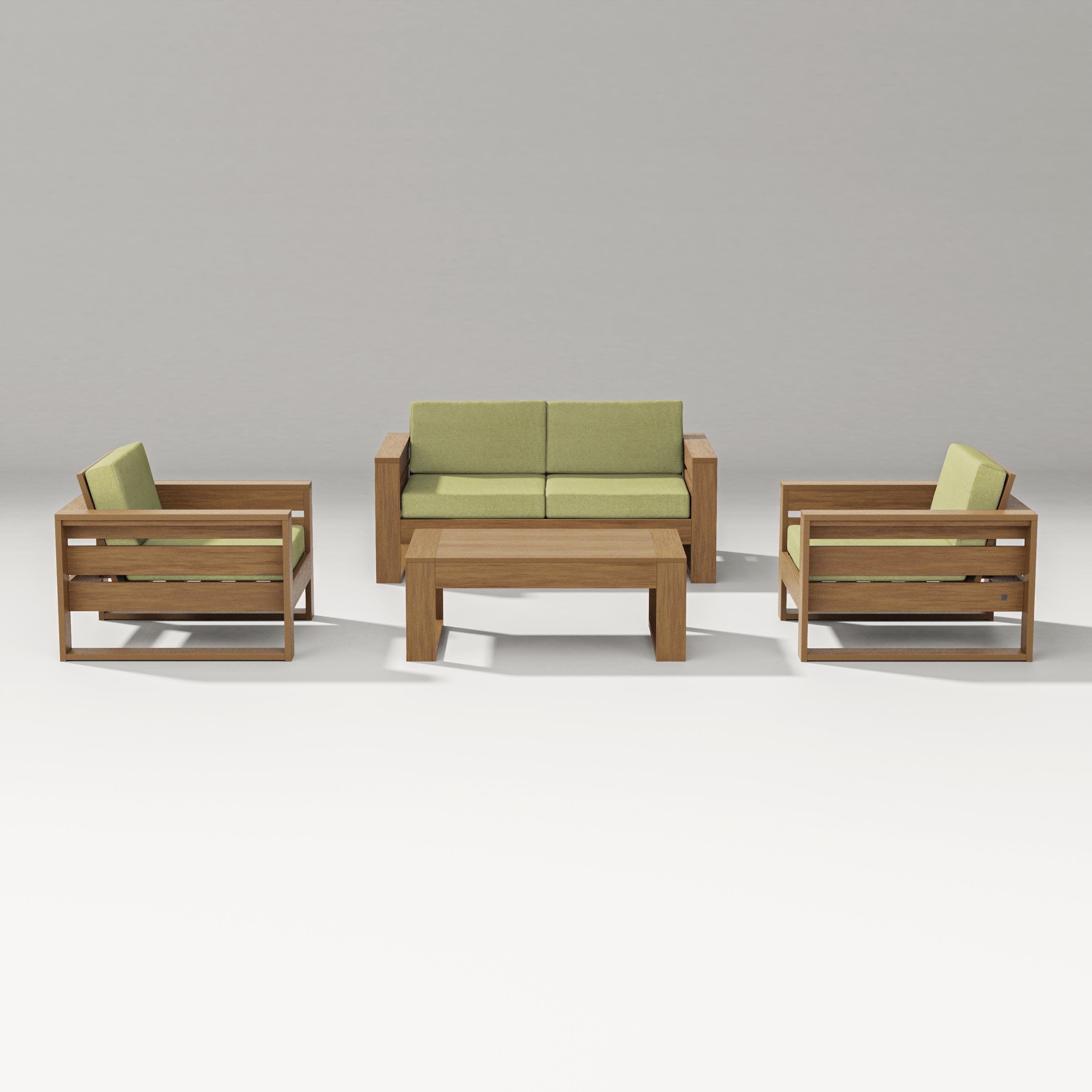 Latitude 4-Piece Lounge Loveseat Set in Natural / Chartreuse Boucle