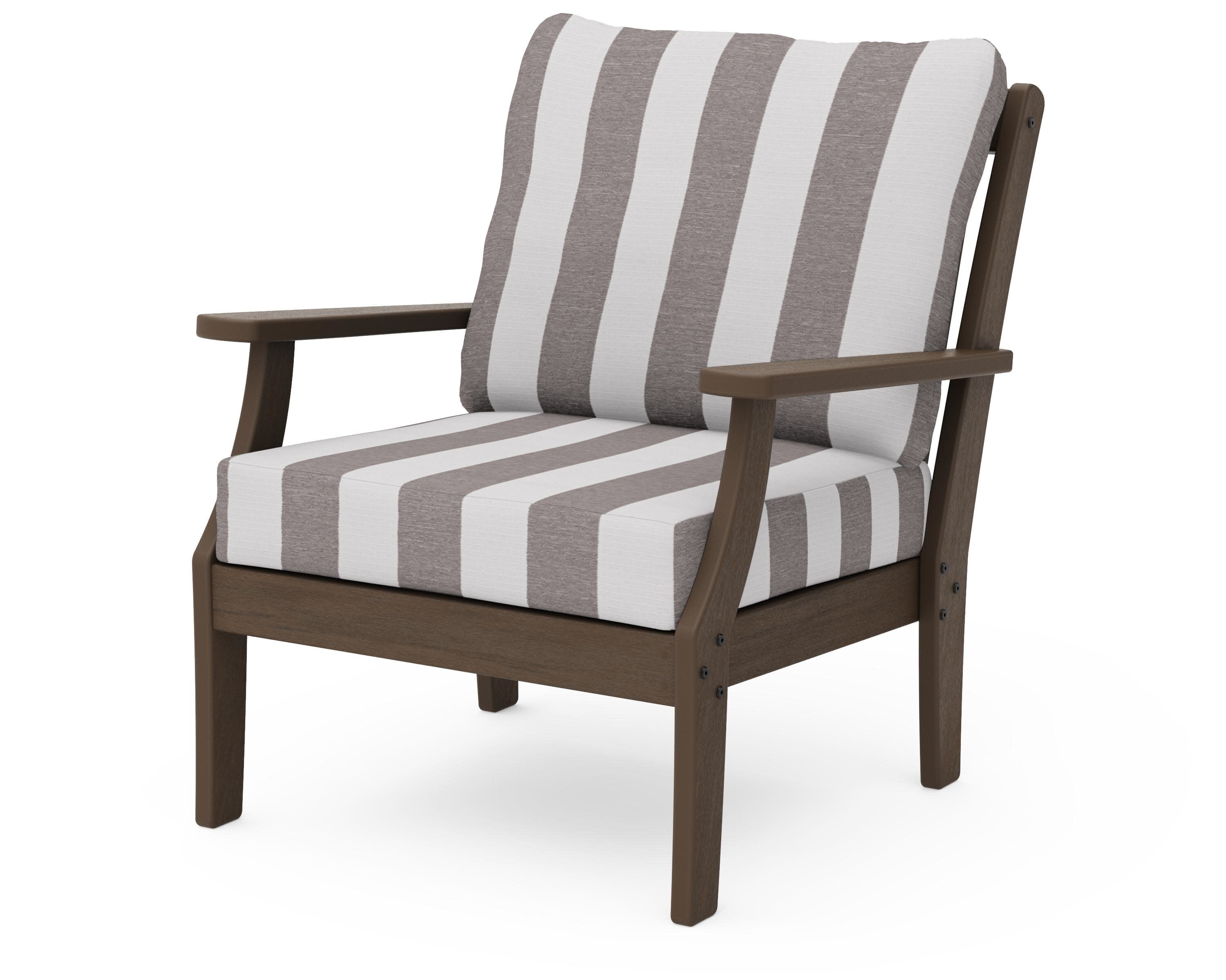 Braxton Deep Seating Chair in Kona / Cabana Stripe Grey Mist