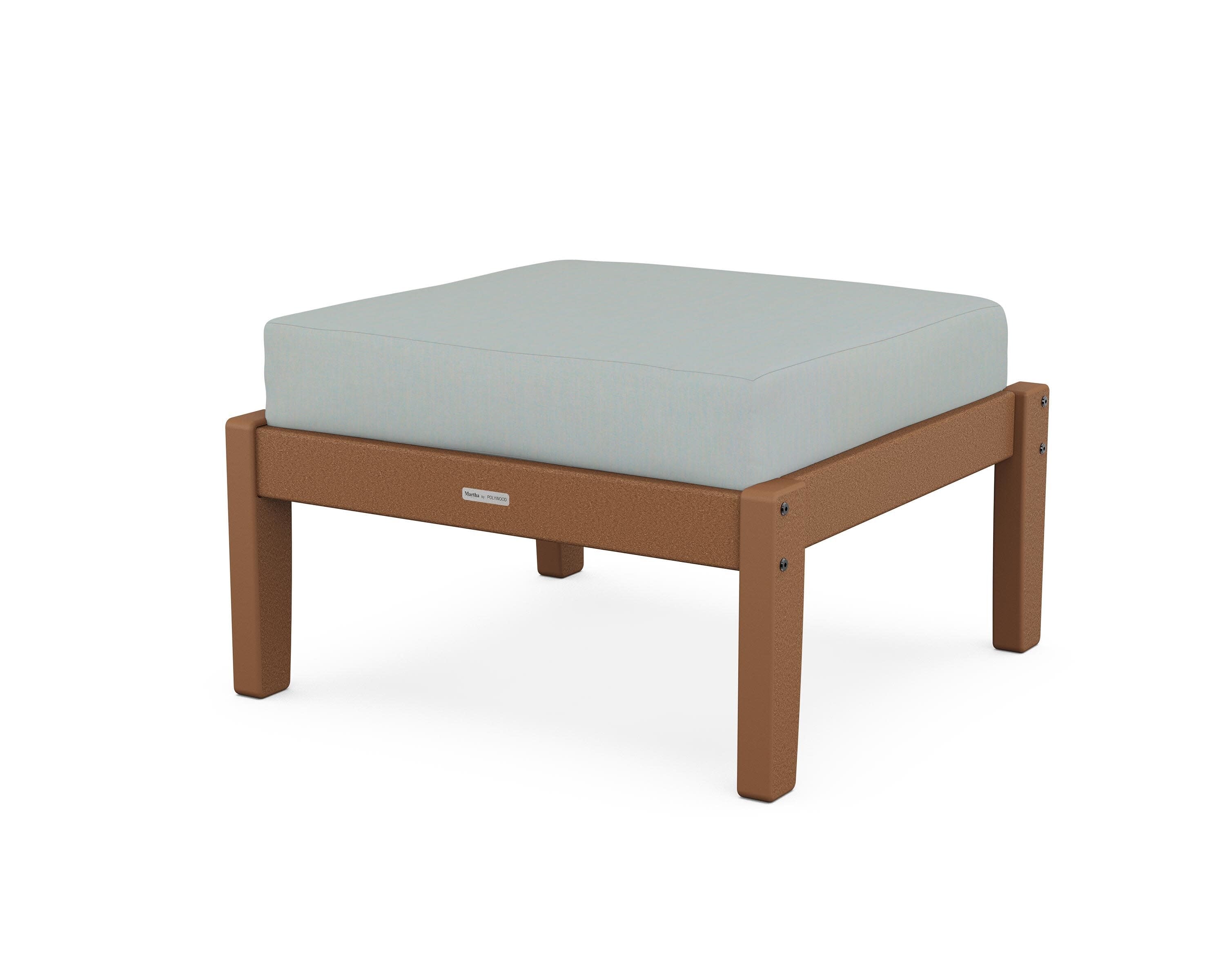 Chinoiserie Deep Seating Ottoman in Teak / Spa
