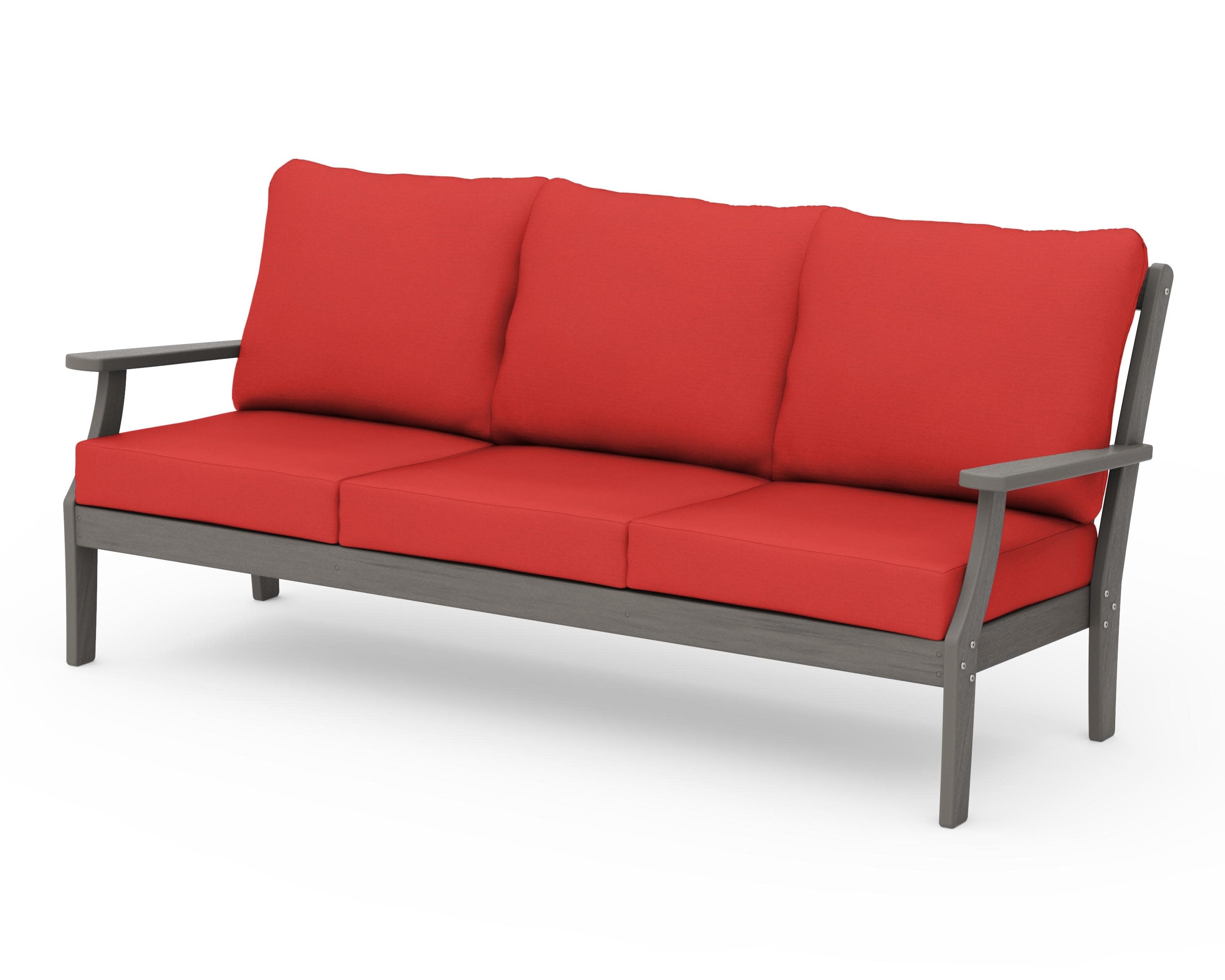 Braxton Deep Seating Sofa in Driftwood / Crimson Linen