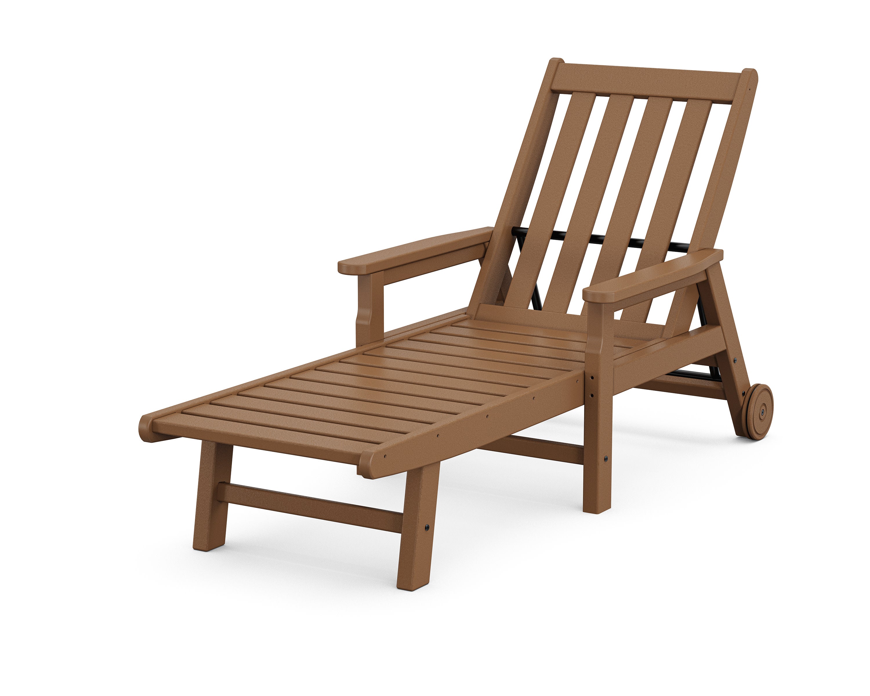Vineyard Chaise with Arms and Wheels in Teak