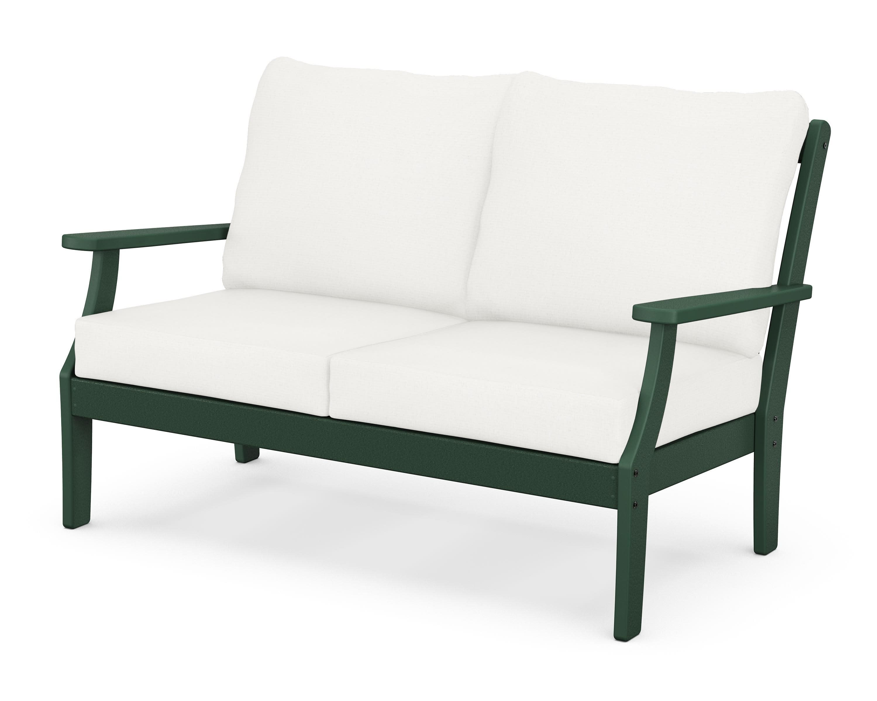 Braxton Deep Seating Loveseat in Green / Natural Linen