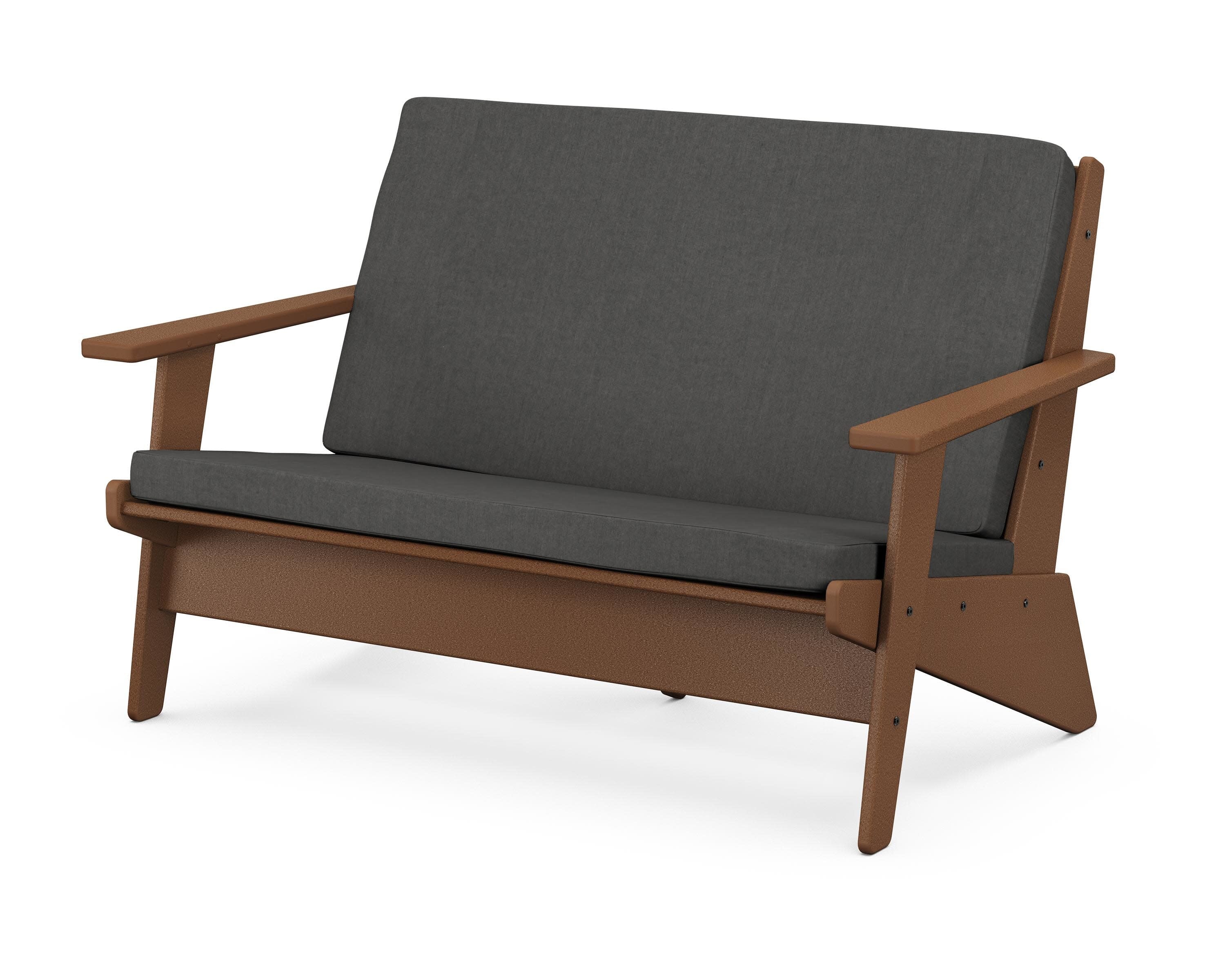 Riviera Modern Lounge Loveseat in Teak / Spectrum Carbon