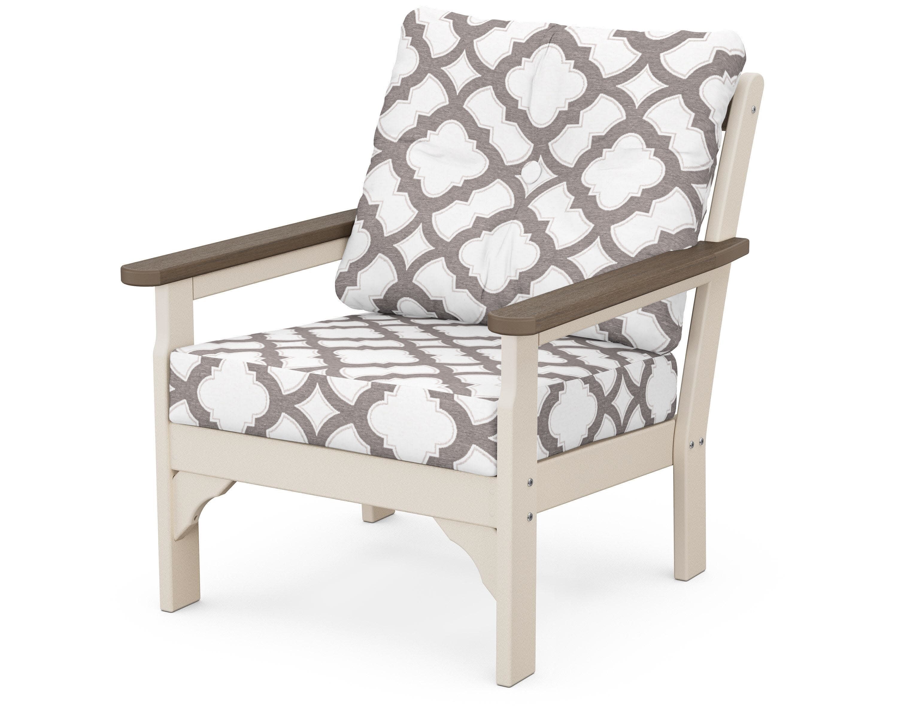 Vineyard Deep Seating Chair in Sand / Kona / Trellis Grey Mist