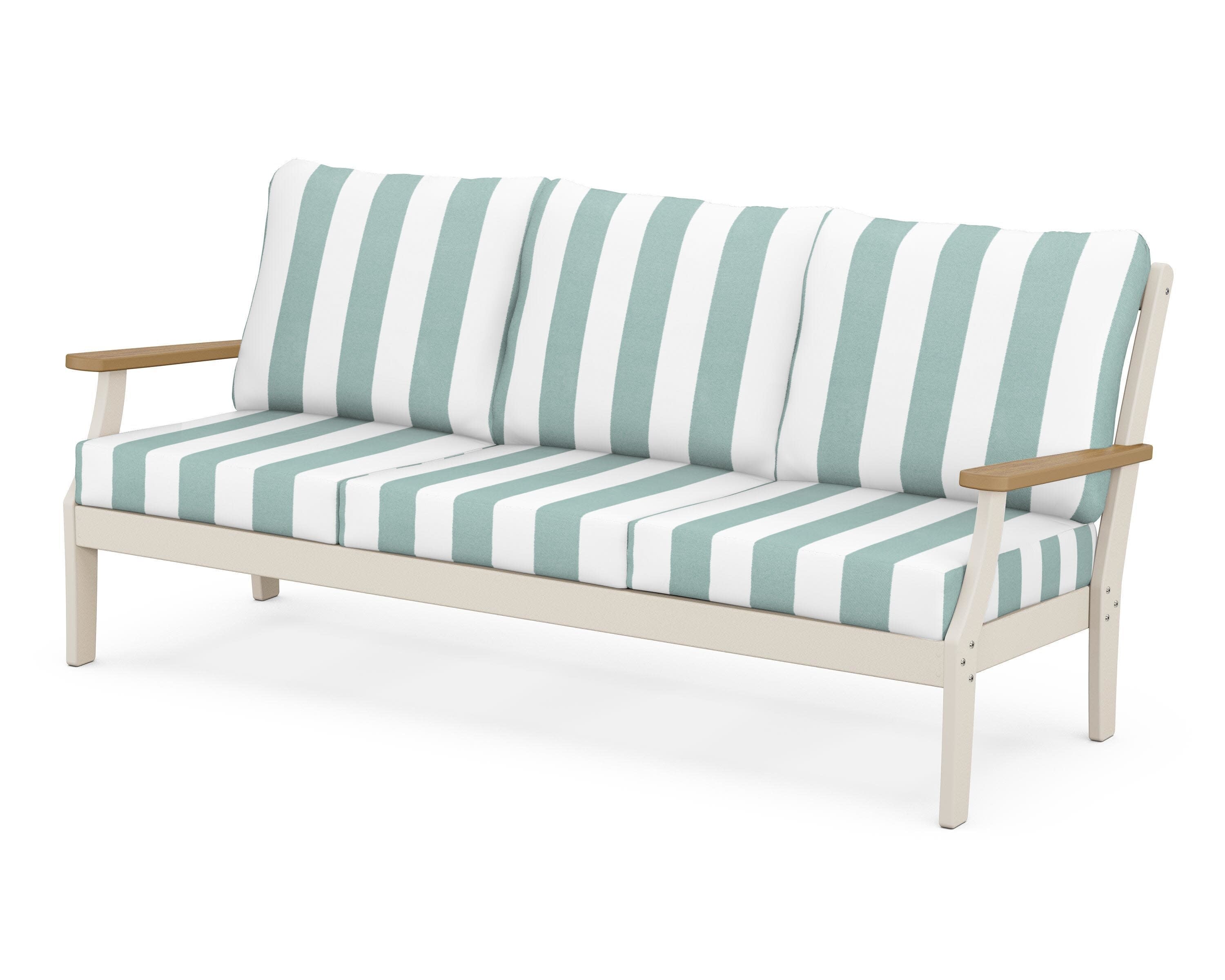 Braxton Deep Seating Sofa in Sand / Natural / Cabana Stripe Glacier Spa