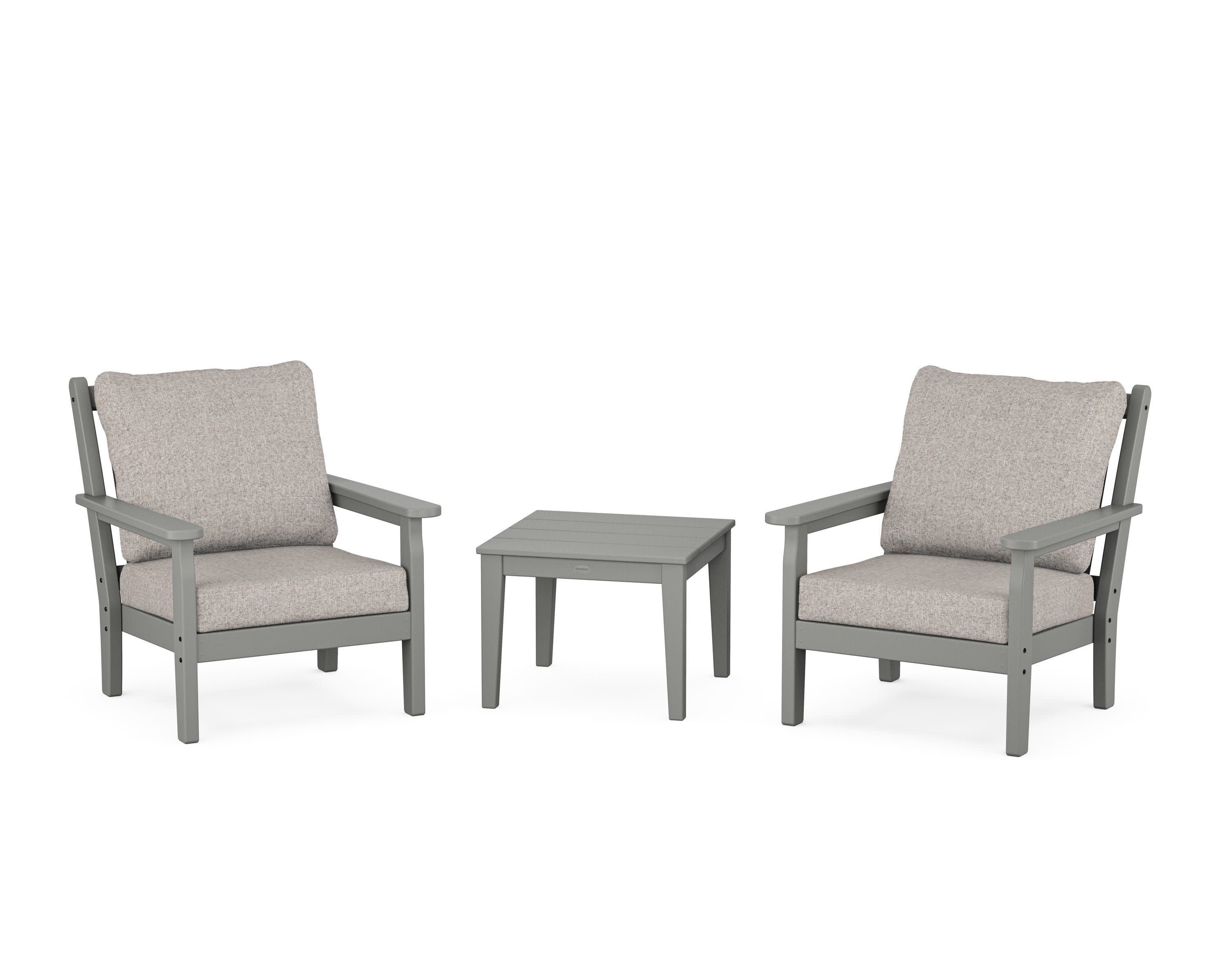 Chippendale 3-Piece Deep Seating Set in Slate Grey / Weathered Tweed