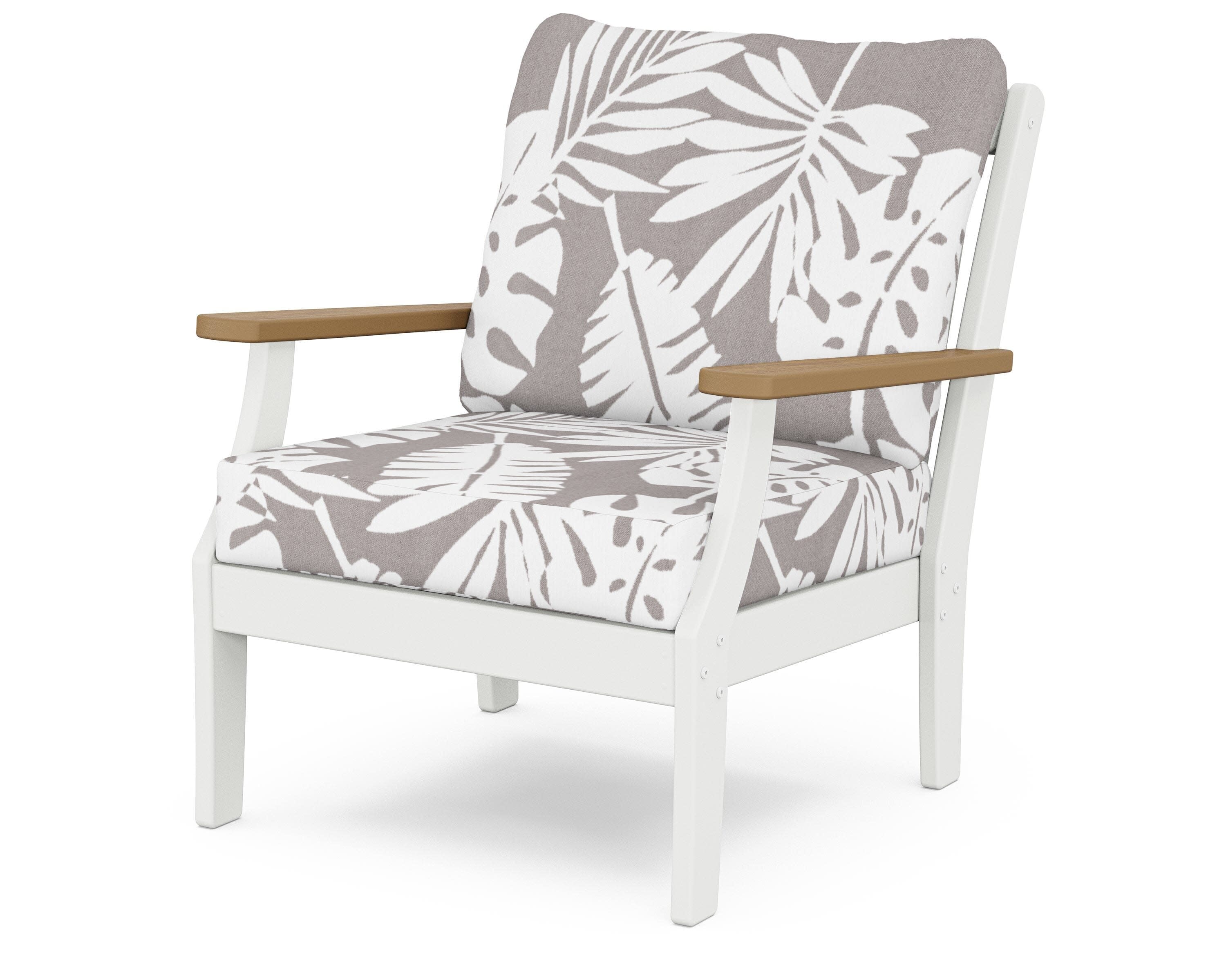 Braxton Deep Seating Chair in White / Natural / Leaf Grey Mist