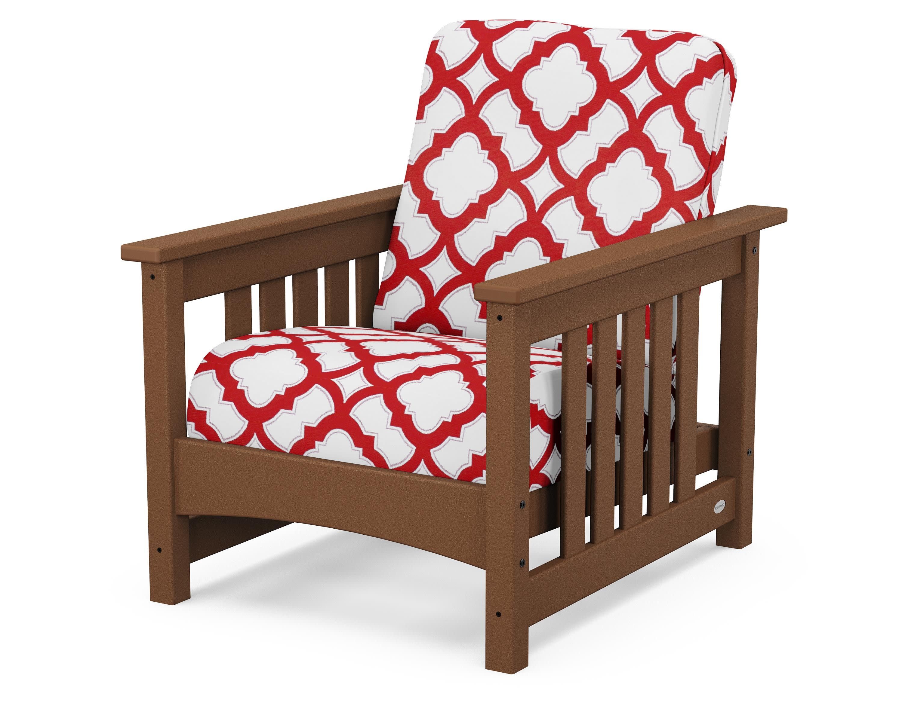 Club Mission Chair in Teak / Trellis Crimson