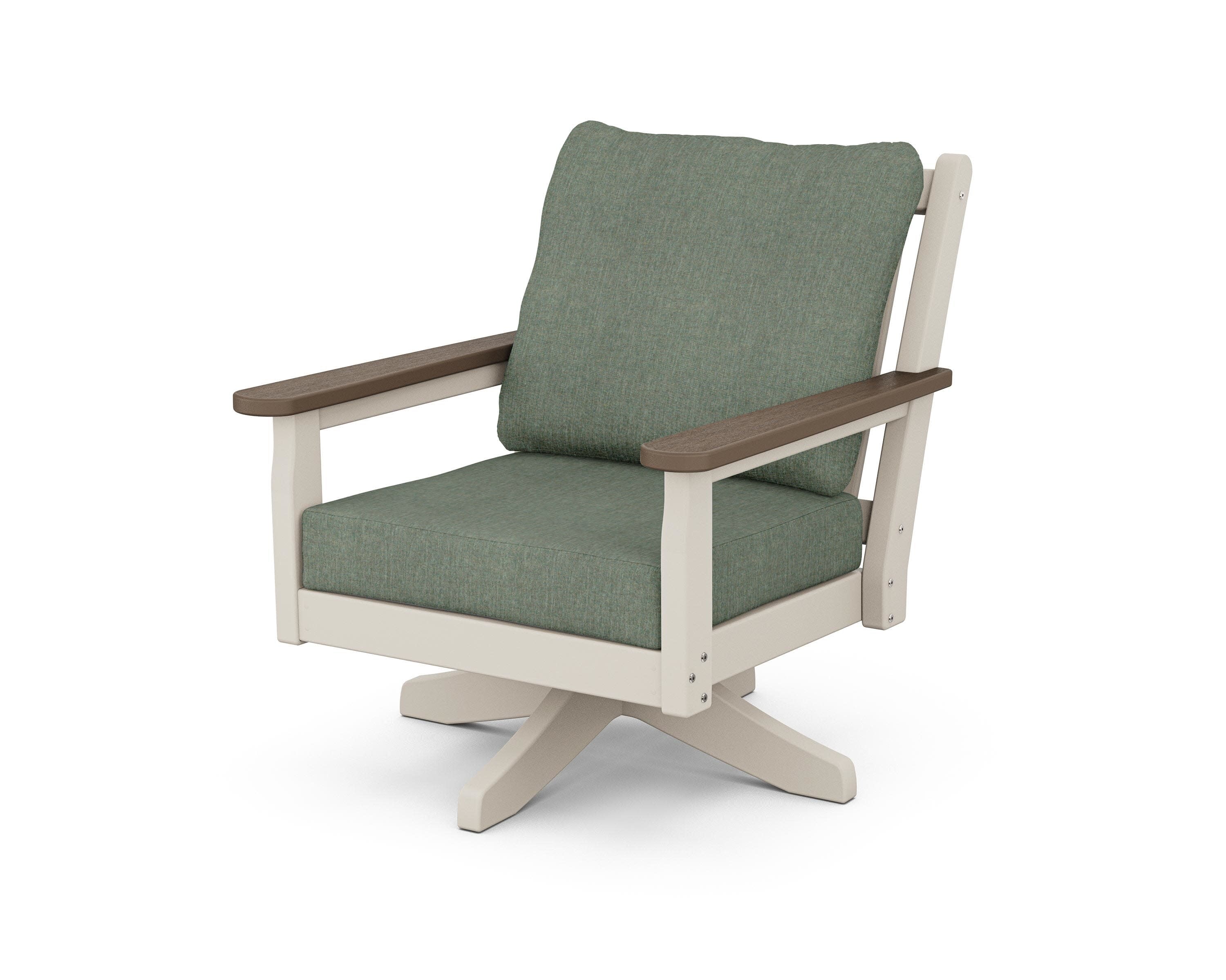 Chippendale Deep Seating Swivel Chair in Sand / Kona / Cast Sage