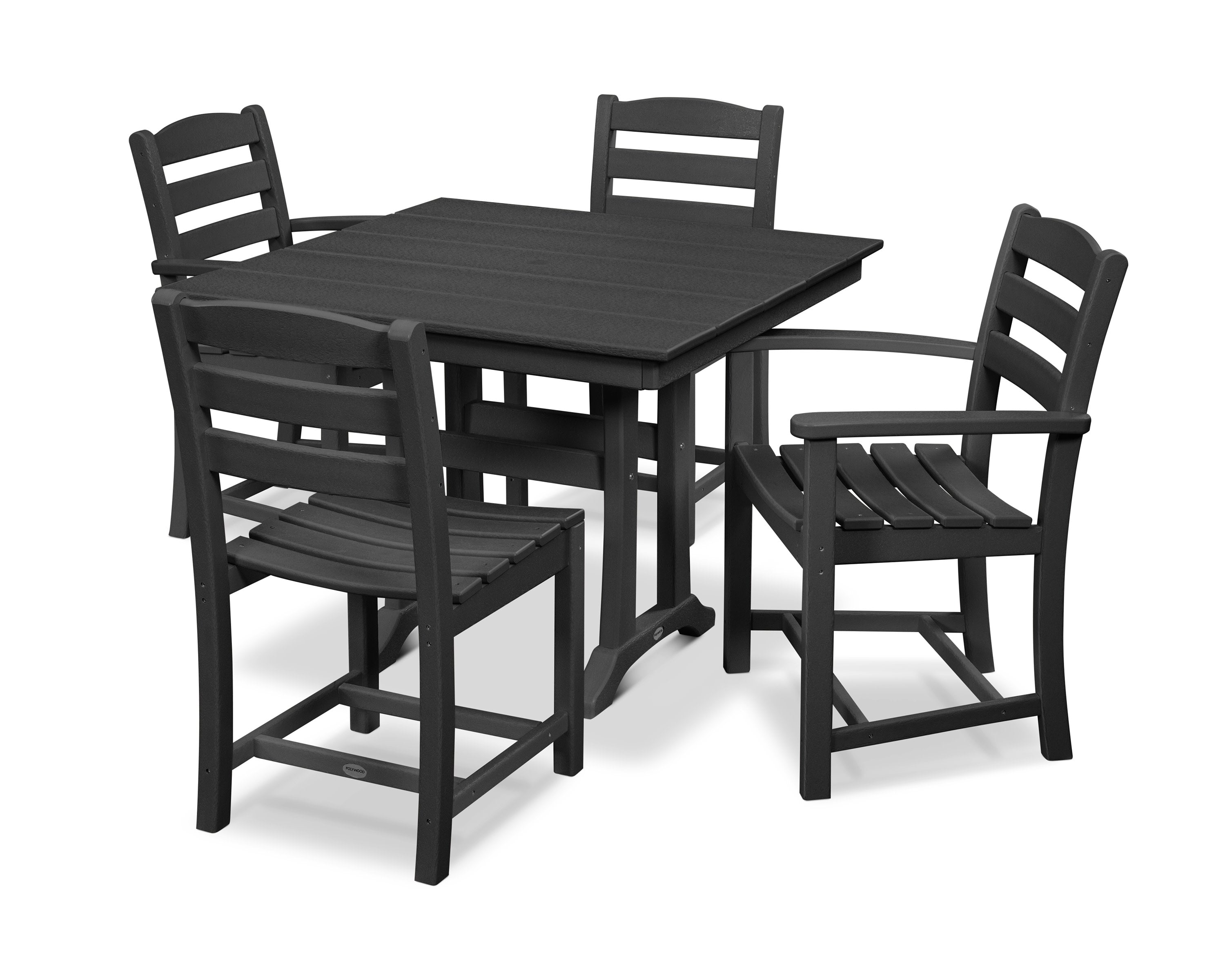 La Casa Caf 5-Piece Farmhouse Dining Set with Trestle Legs in Black