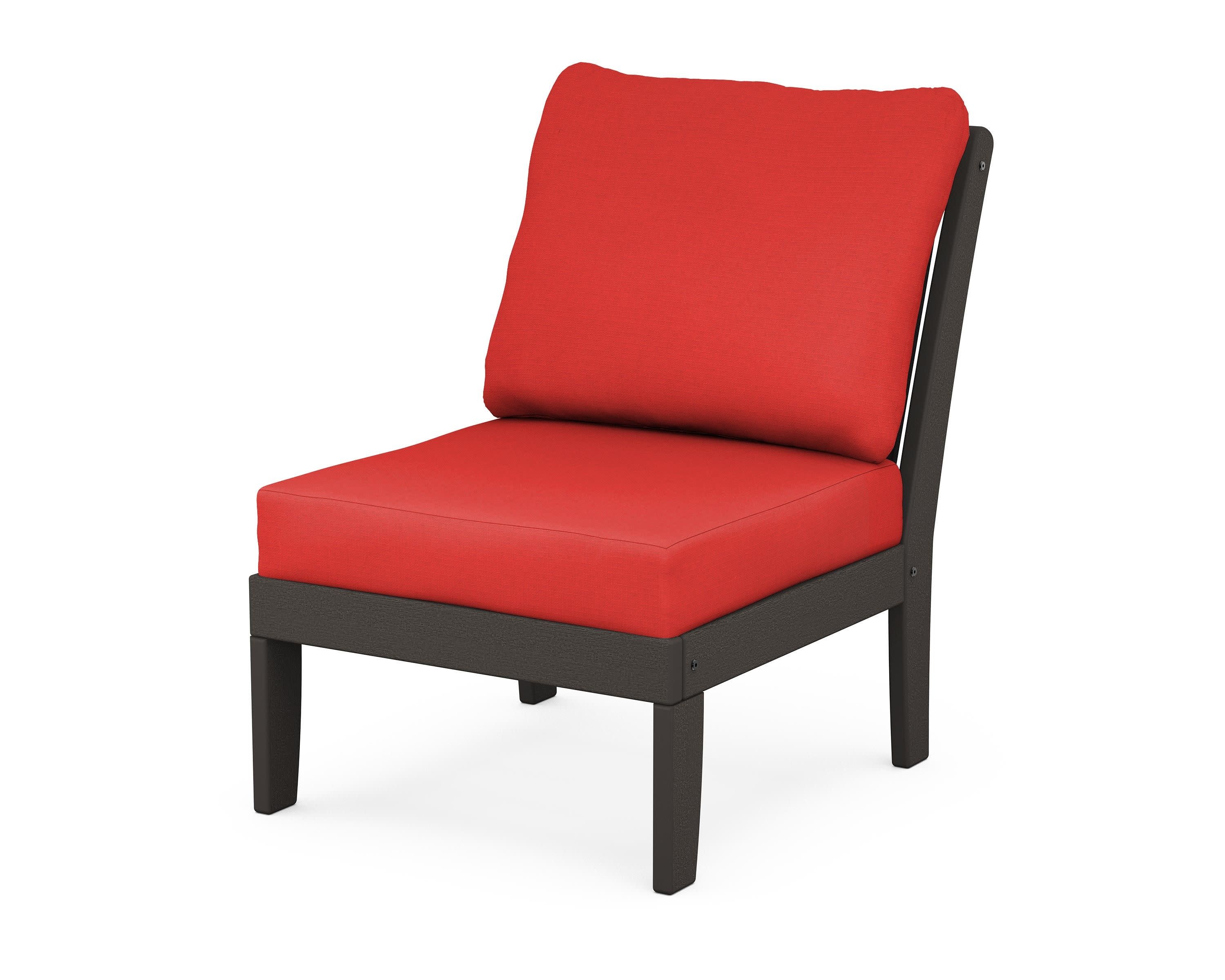 Braxton Modular Armless Chair in Vintage Coffee / Crimson Linen