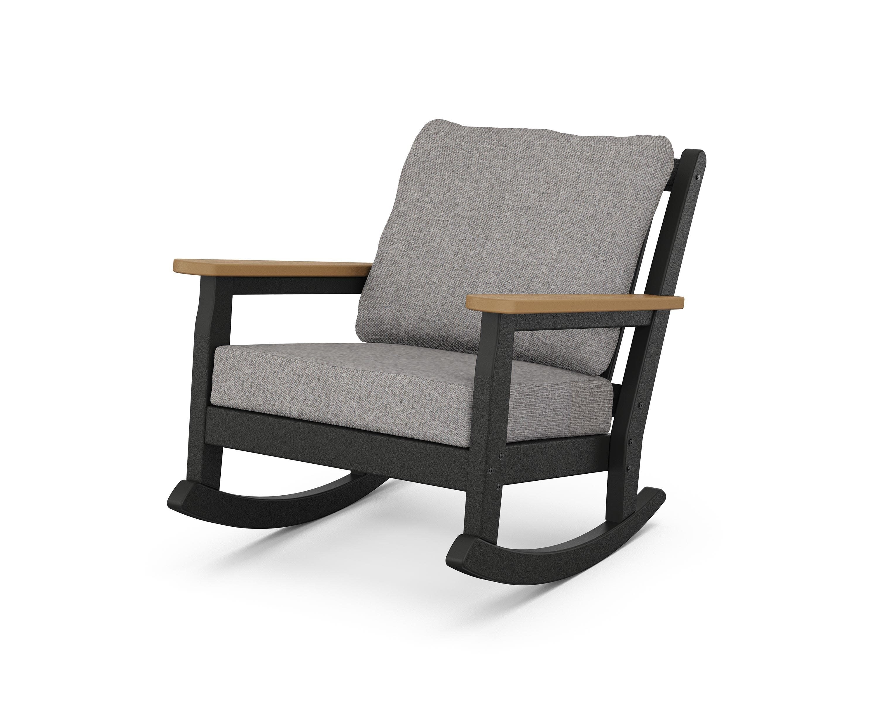Chippendale Deep Seating Rocking Chair in Black / Natural / Grey Mist