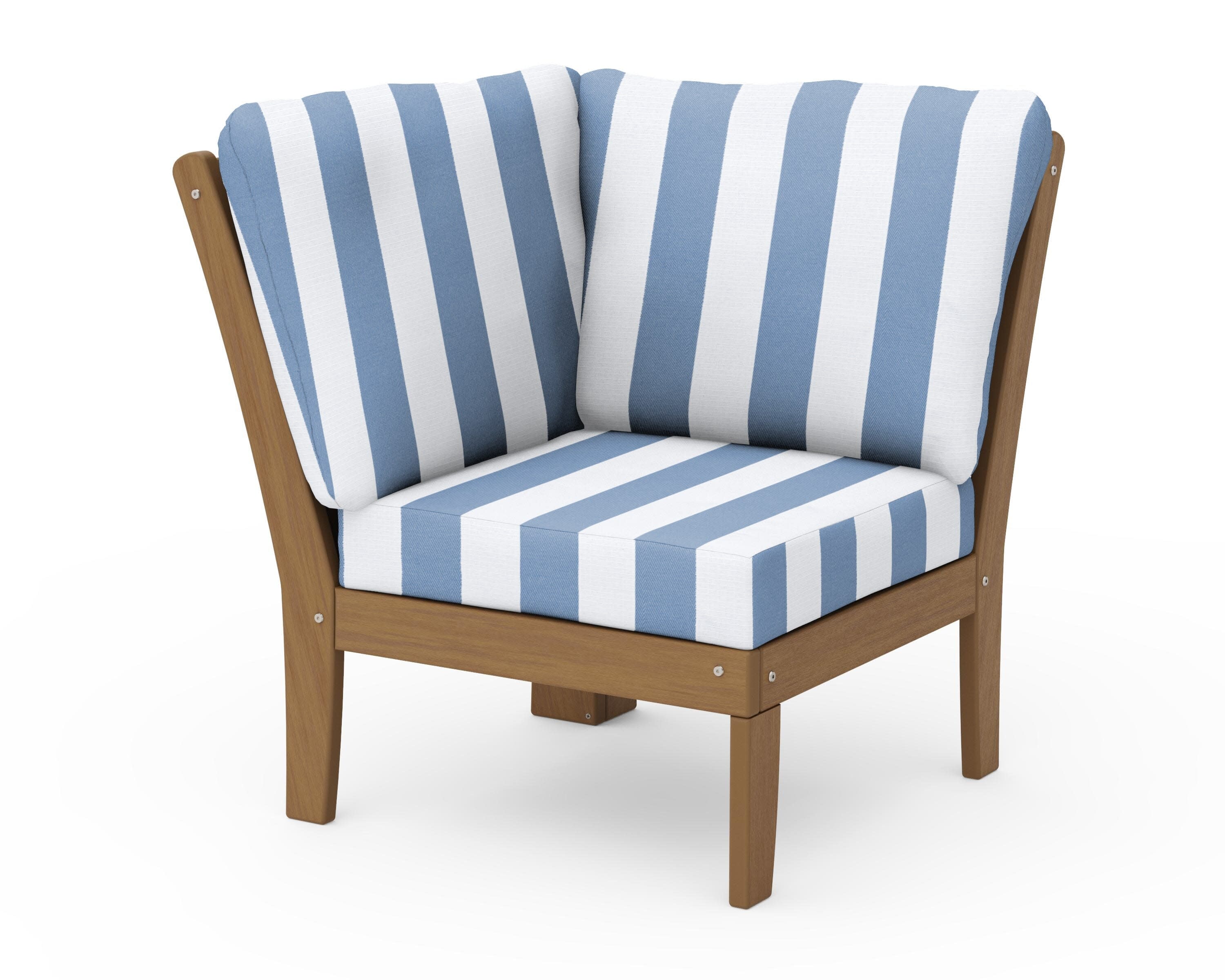 Braxton Modular Corner Chair in Natural / Cabana Stripe Sky Blue