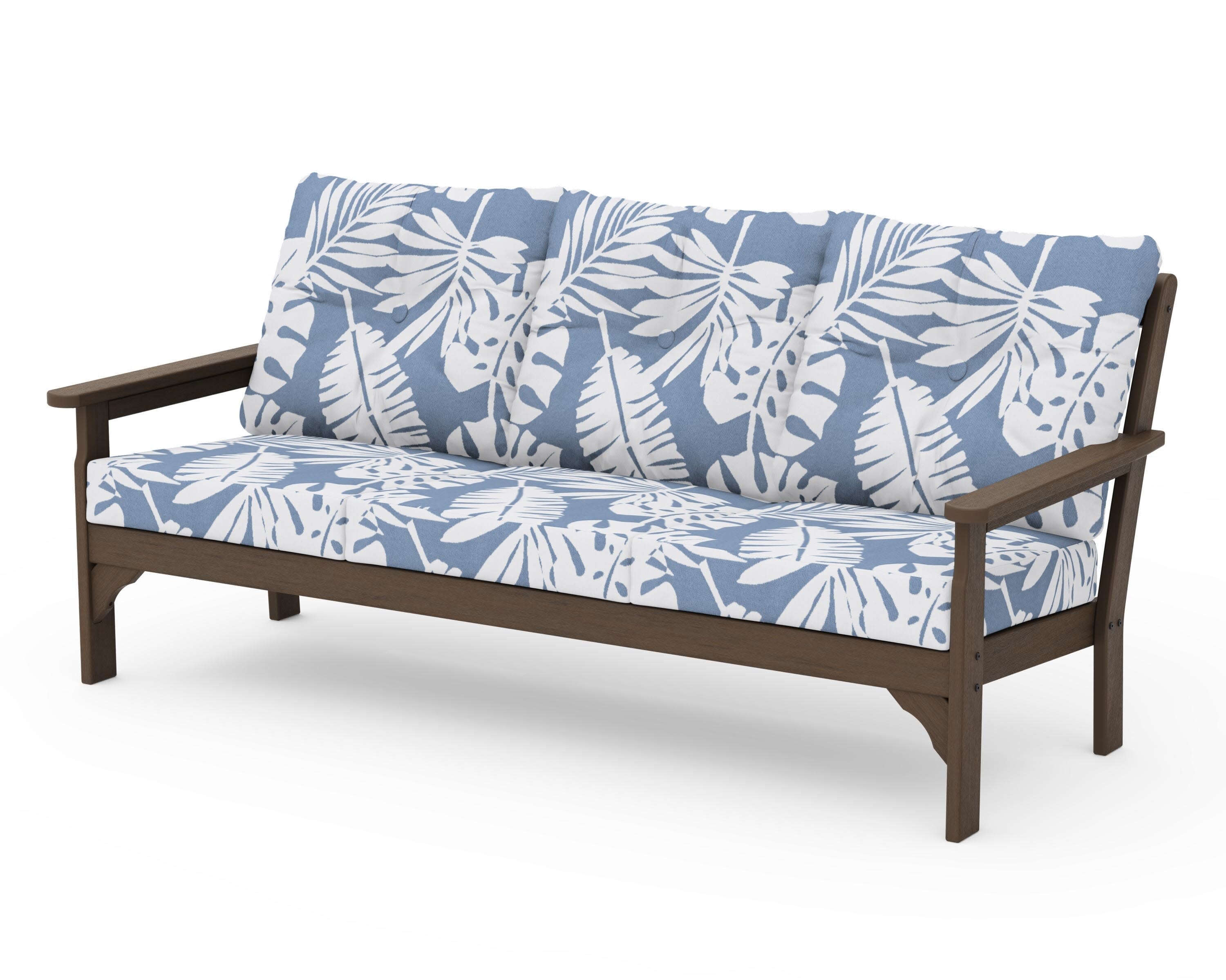 Vineyard Deep Seating Sofa in Kona / Leaf Sky Blue