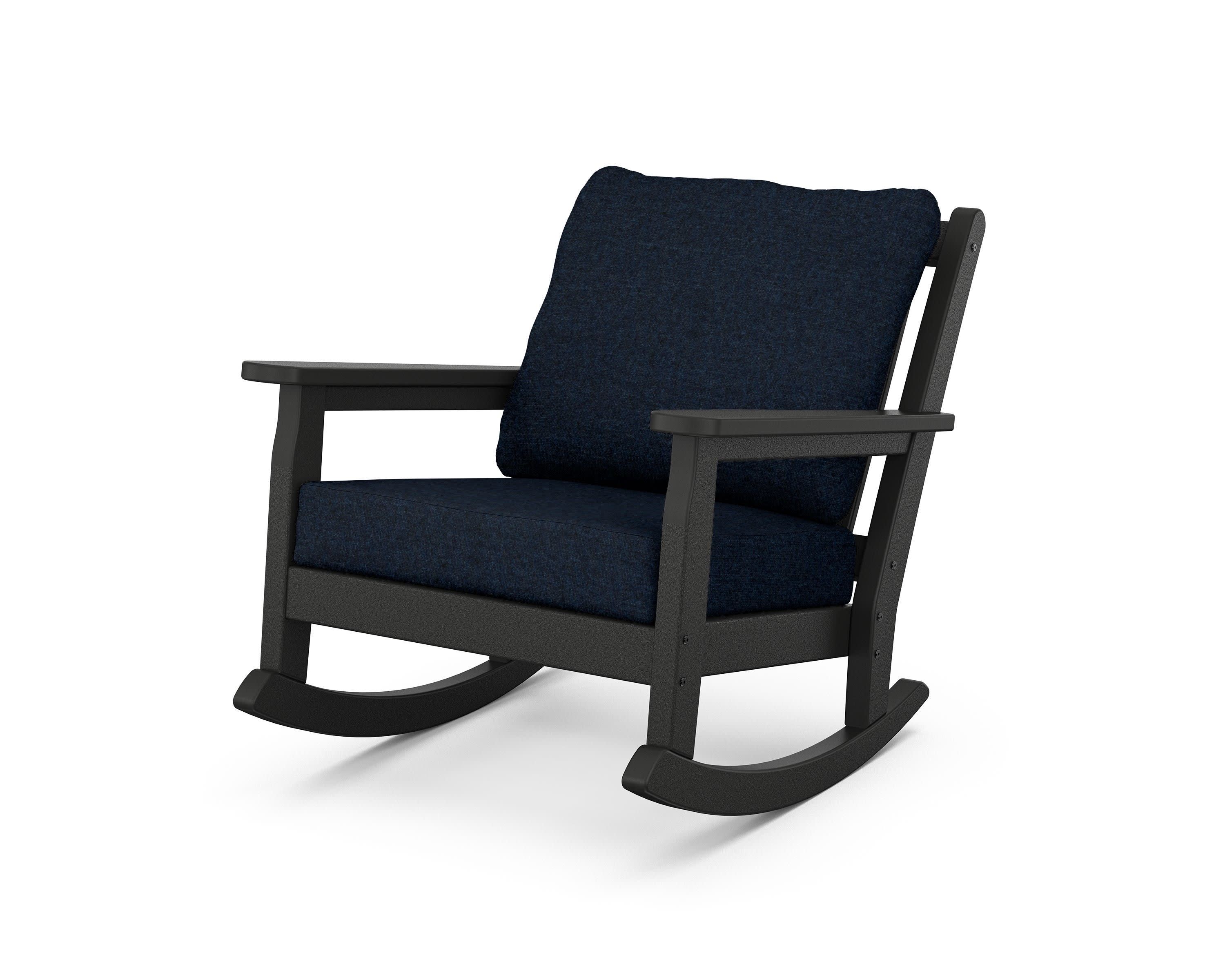 Chippendale Deep Seating Rocking Chair in Black / Marine Indigo