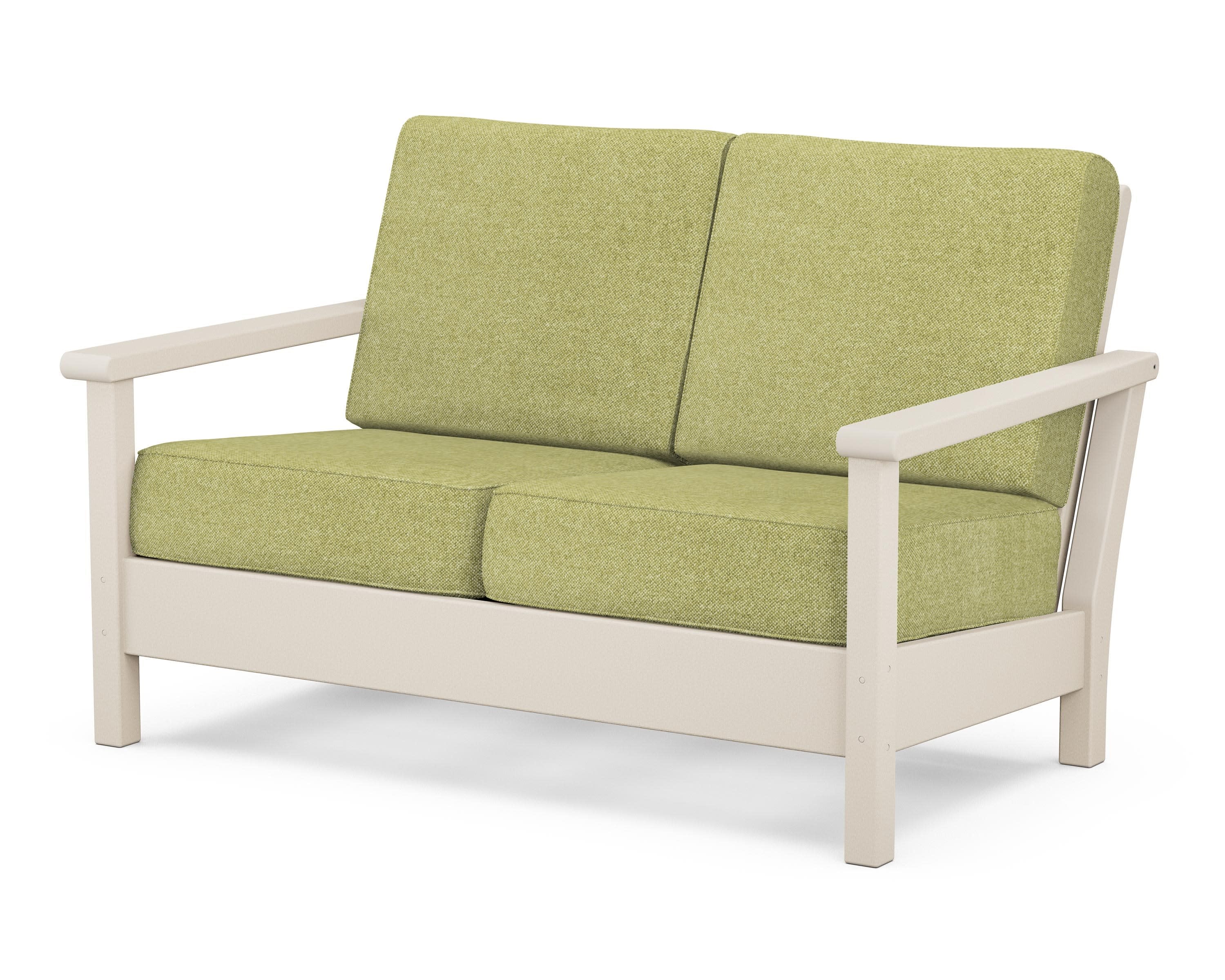 Harbour Deep Seating Loveseat in Sand / Chartreuse Boucle
