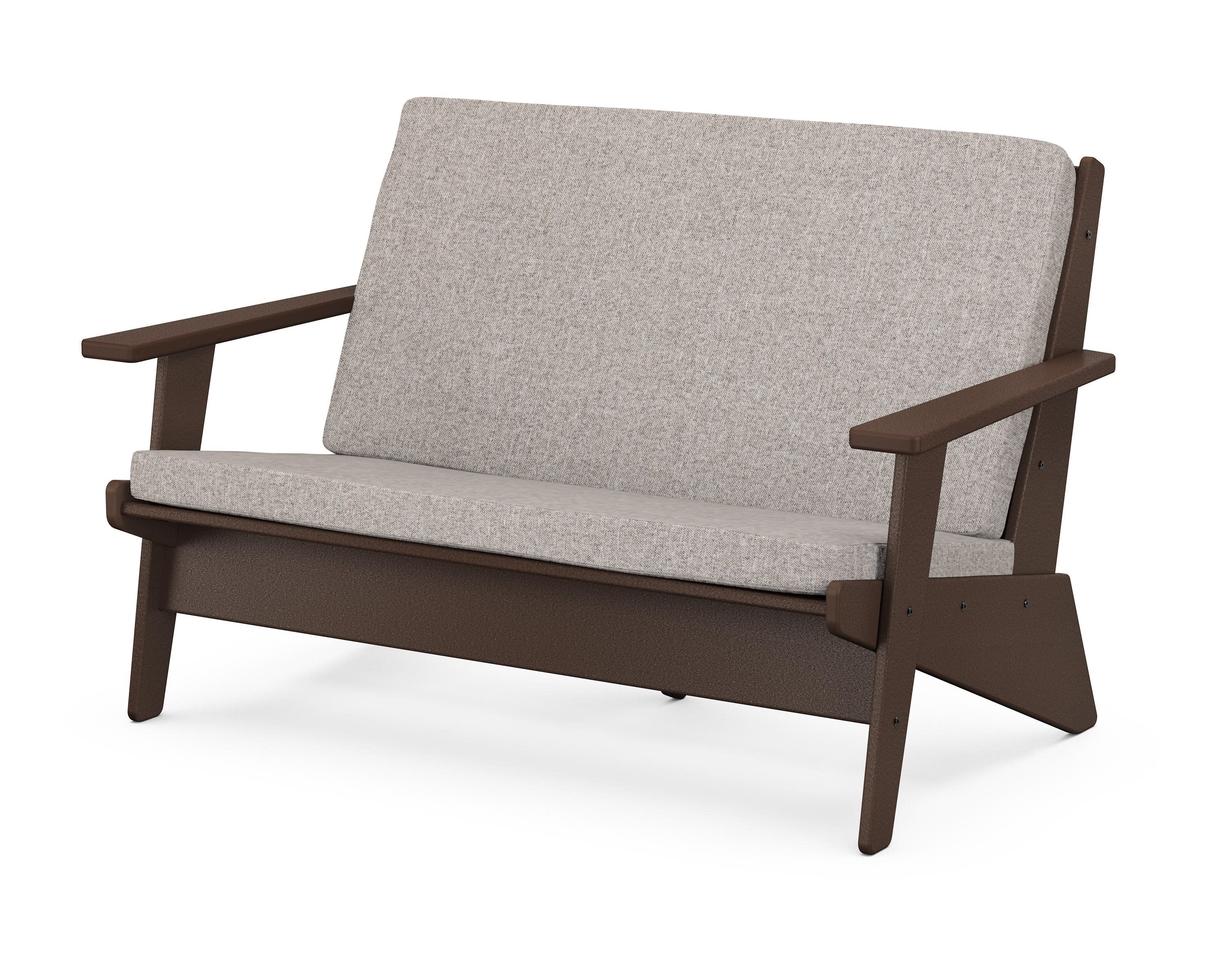 Riviera Modern Lounge Loveseat in Mahogany / Weathered Tweed