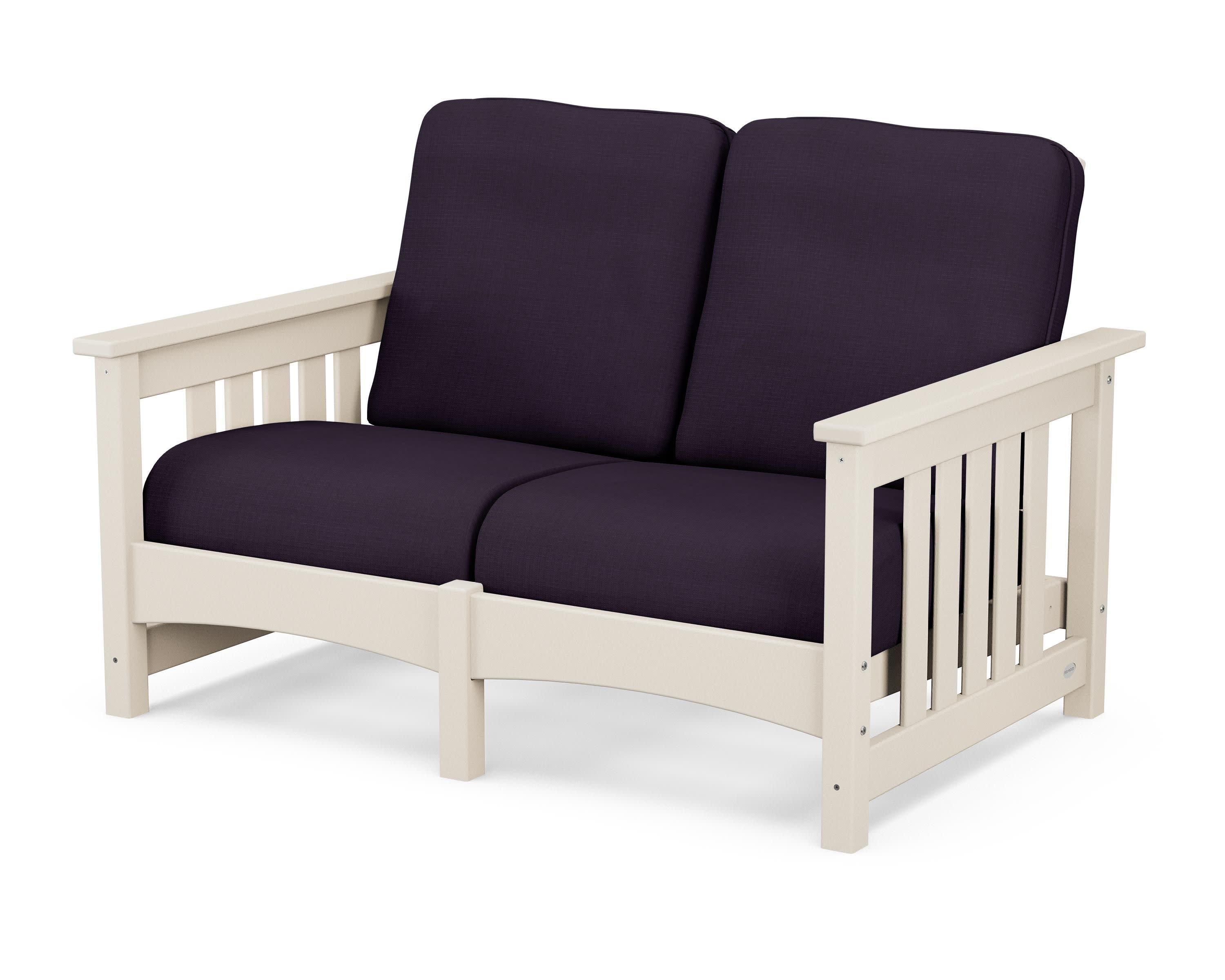 Club Mission Loveseat in Sand / Navy Linen