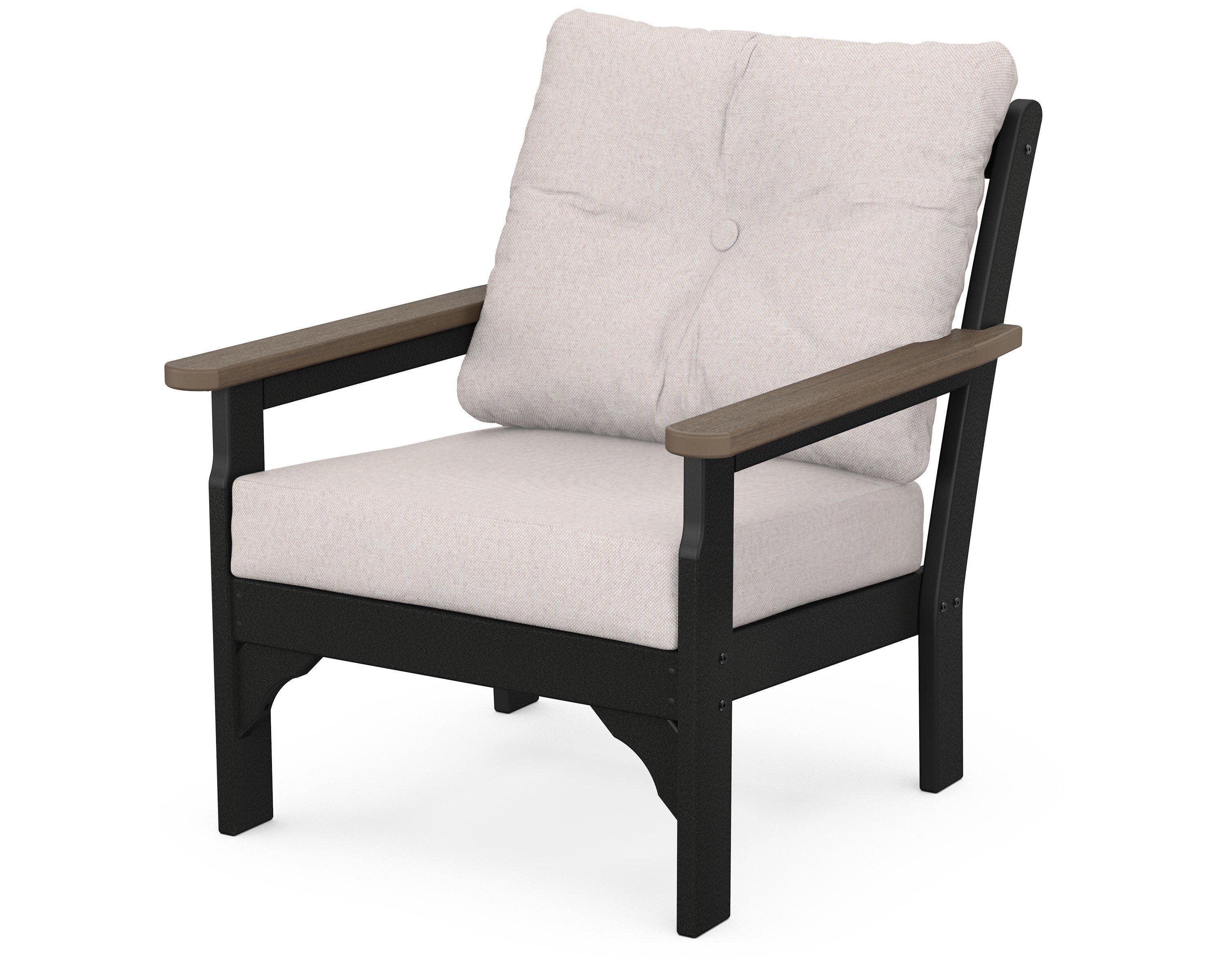 Vineyard Deep Seating Chair in Black / Kona / Dune Burlap