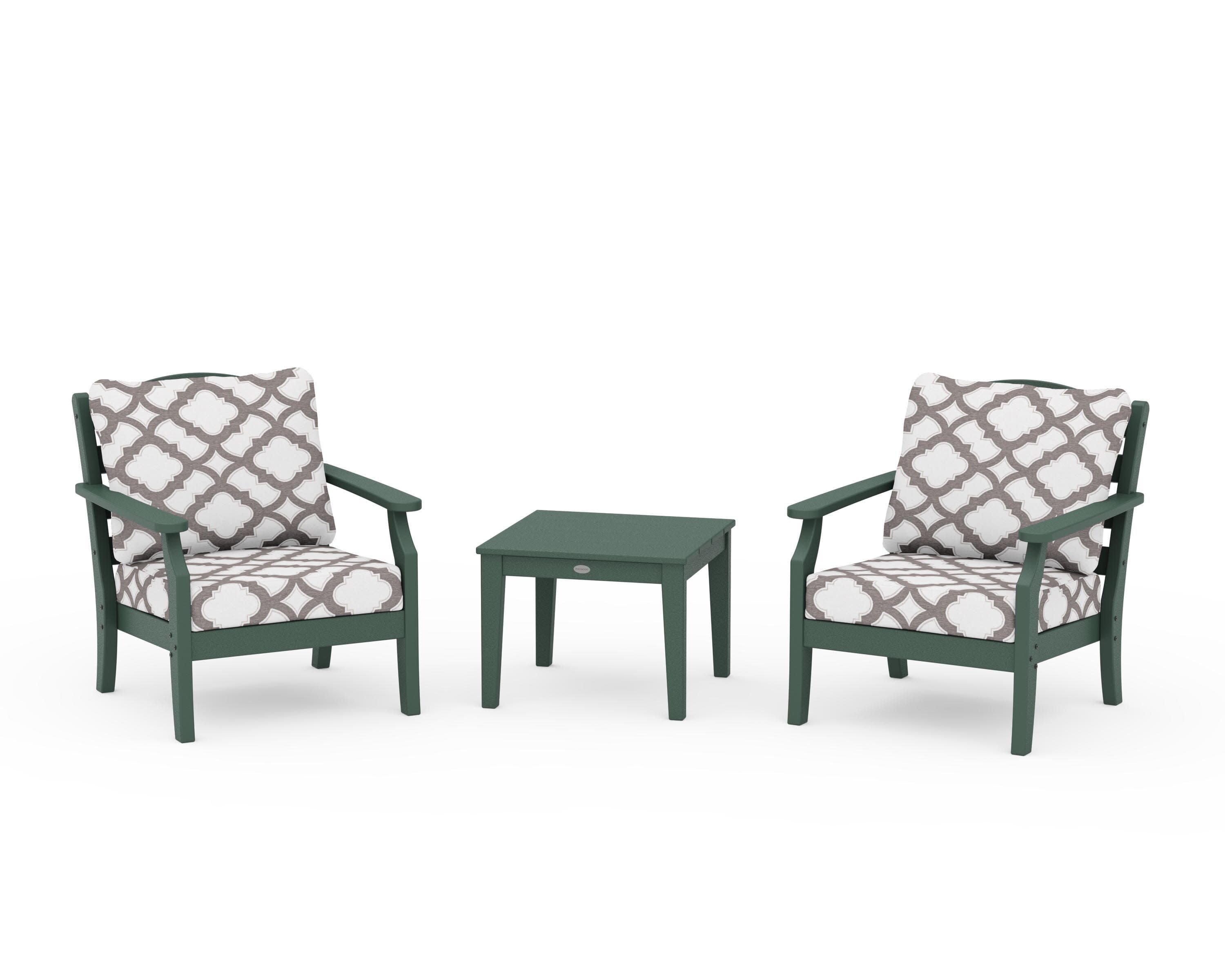 Savannah 3-Piece Deep Seating Set in Green / Trellis Grey Mist