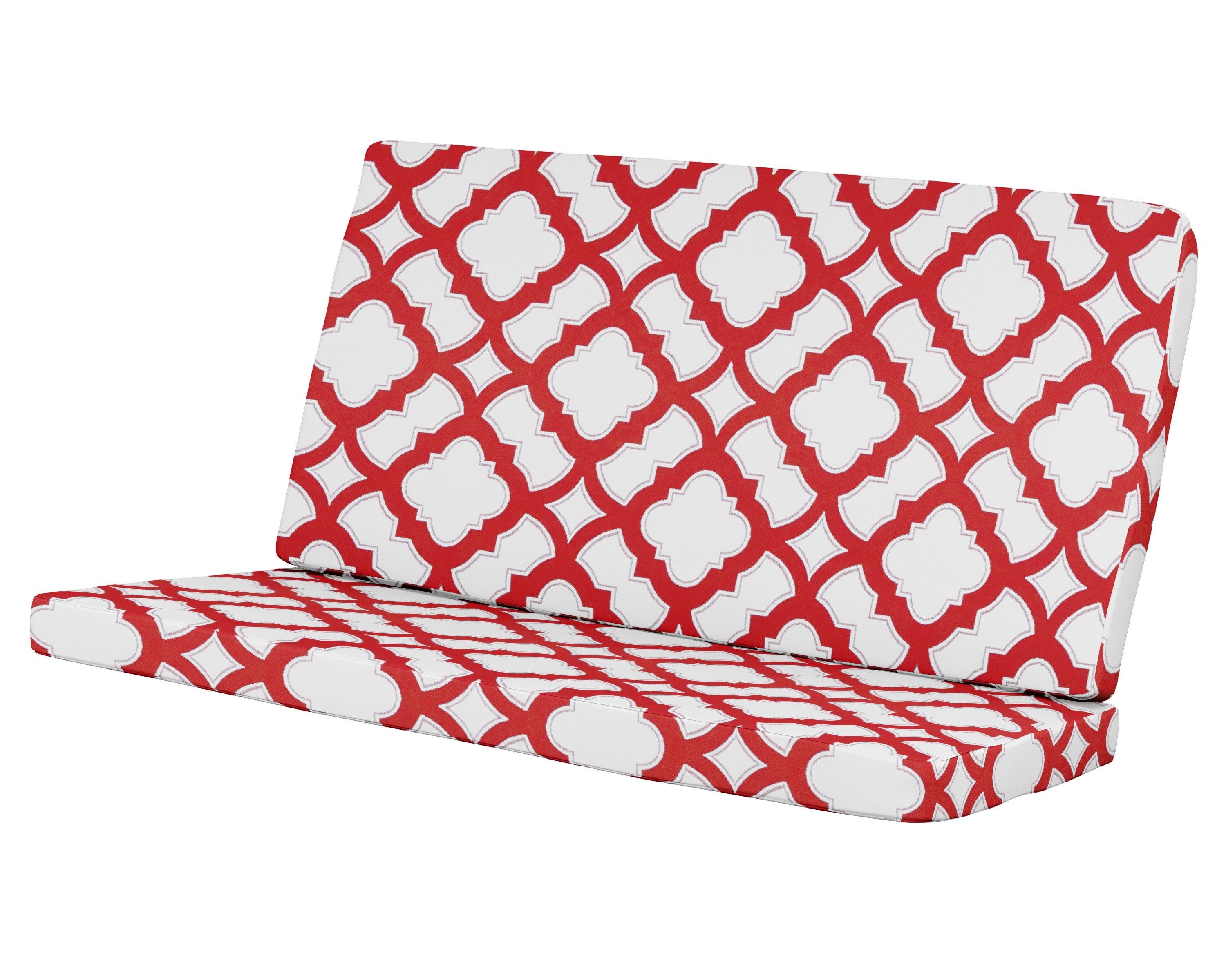 Modern Loveseat Cushion in Trellis Crimson